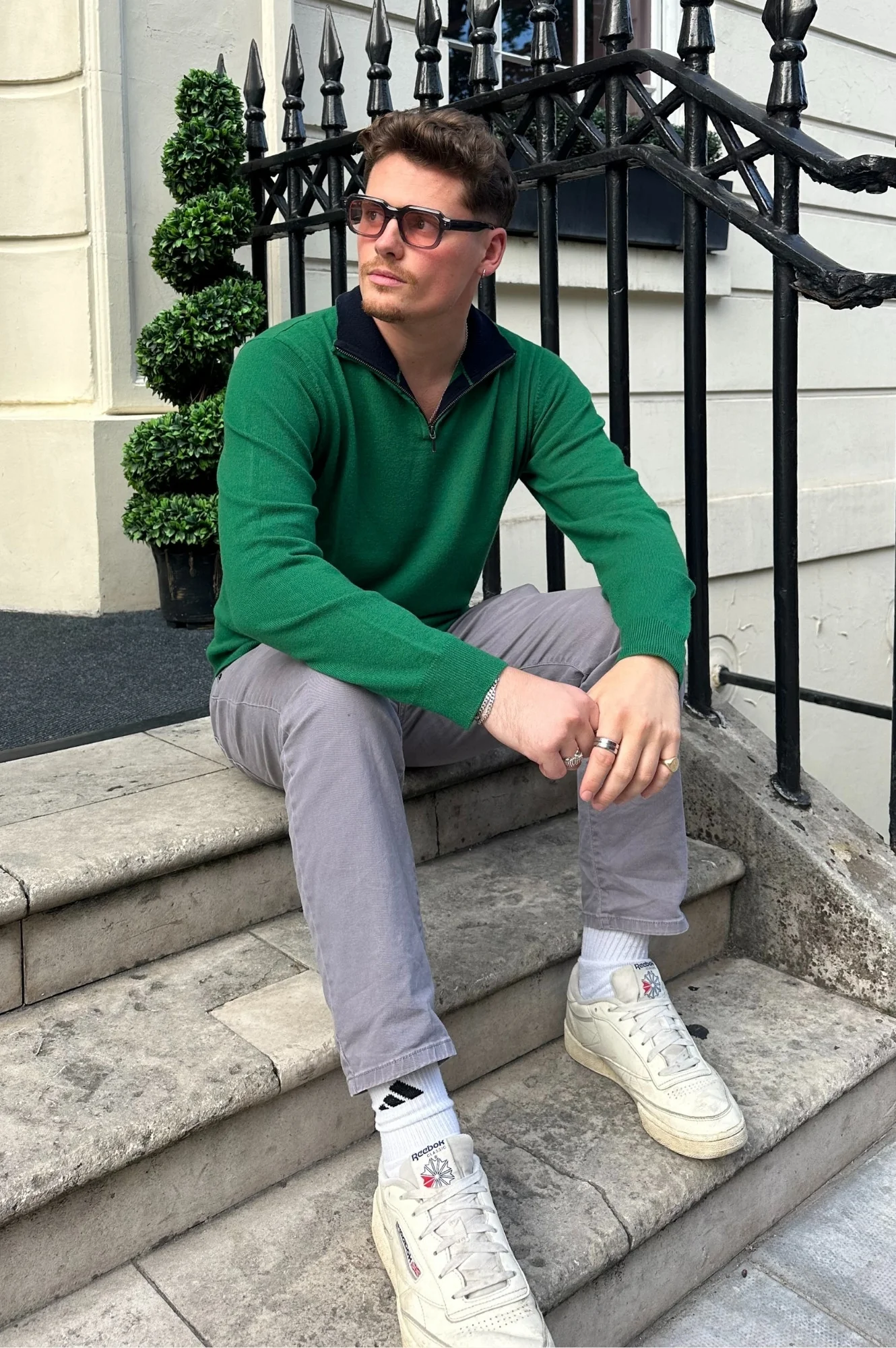 Men's Merino Wool Quarter Zip | Bright Green - Image 4