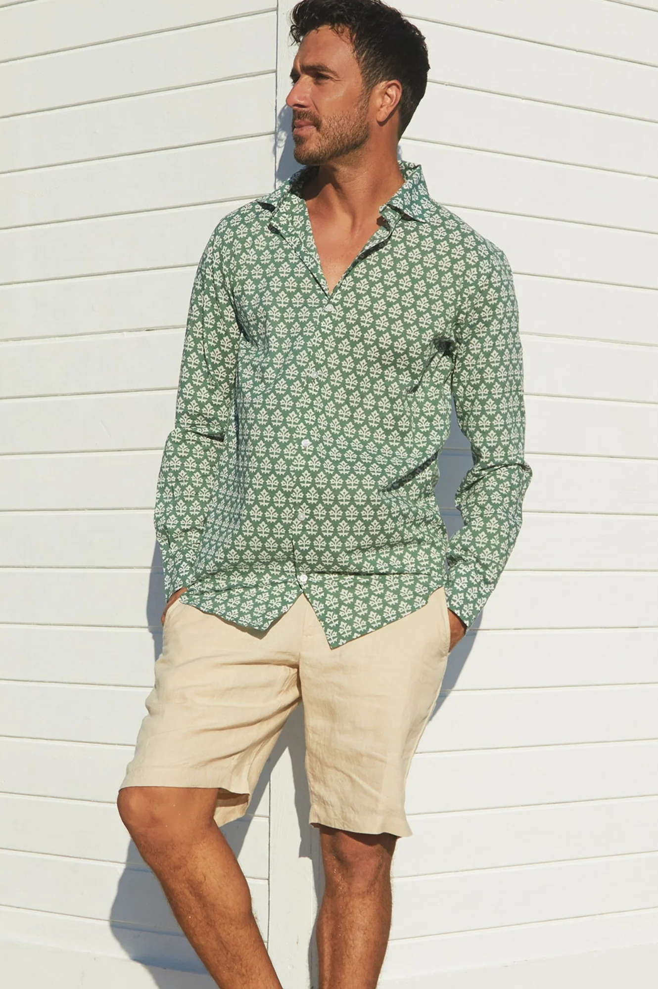 Men's Organic Cotton Shirt | Batik Khaki - Image 3