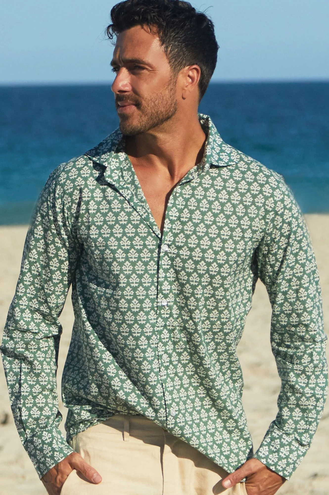Men's Organic Cotton Shirt | Batik Khaki - Image 6