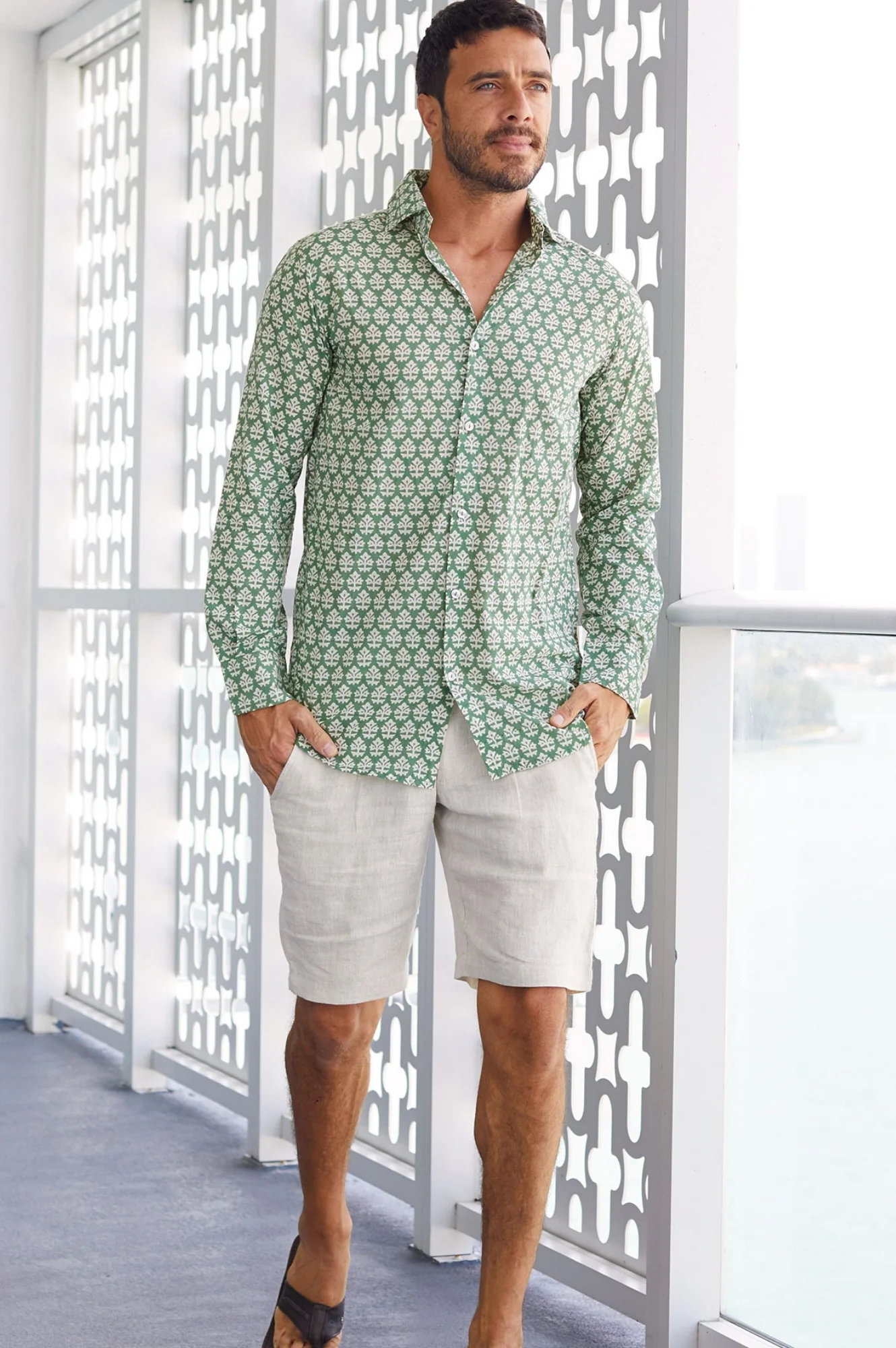 Men's Organic Cotton Shirt | Batik Khaki - Image 7