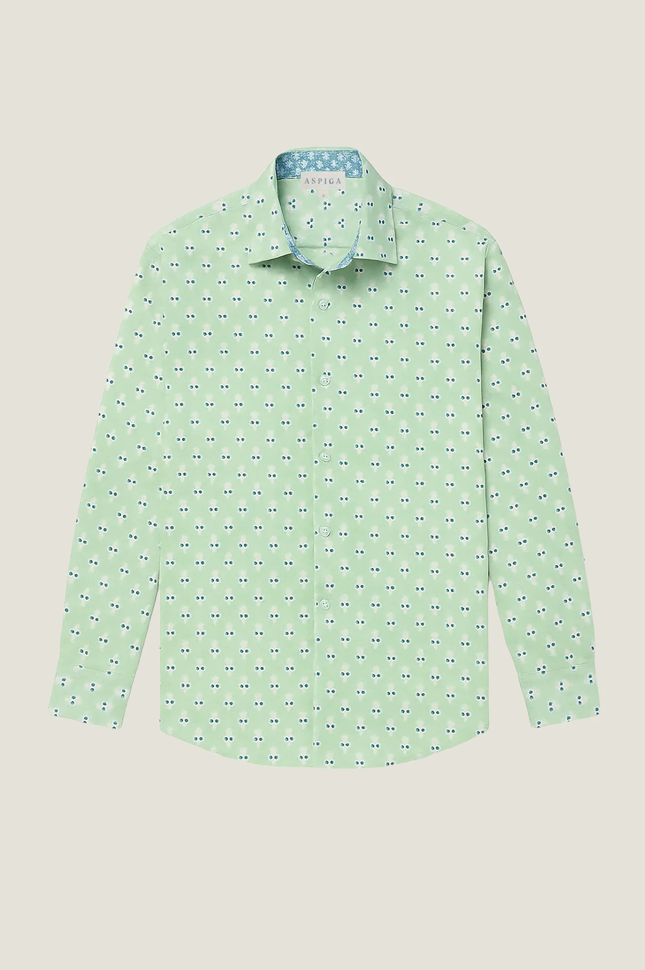 Men's Organic Cotton Shirt | Mini Sunflower Mint/White - Image 3