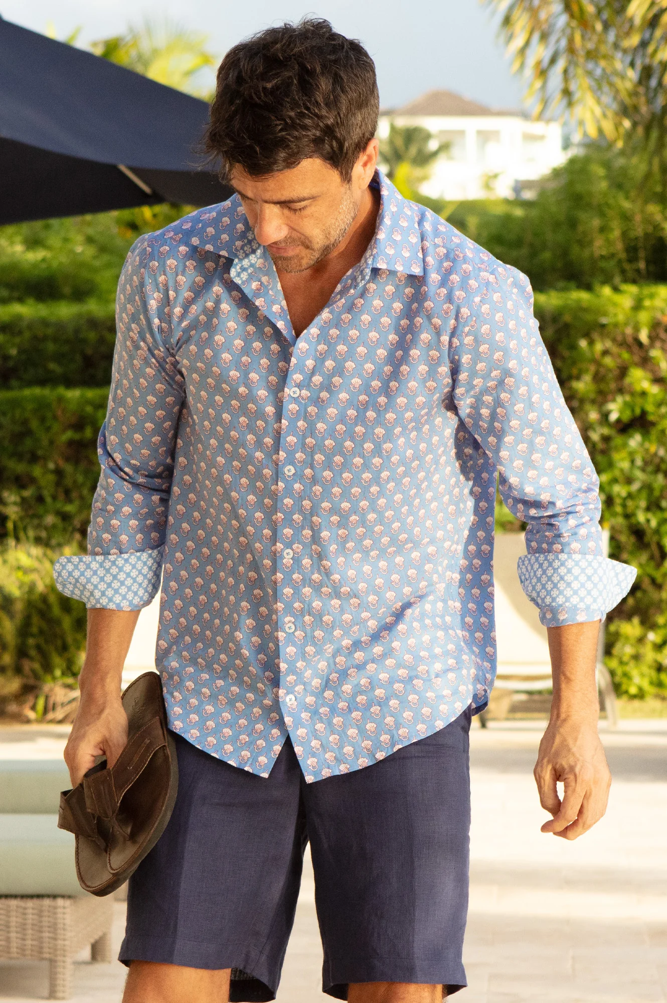 Men's Organic Cotton Shirt | Snowdrop Blue/White