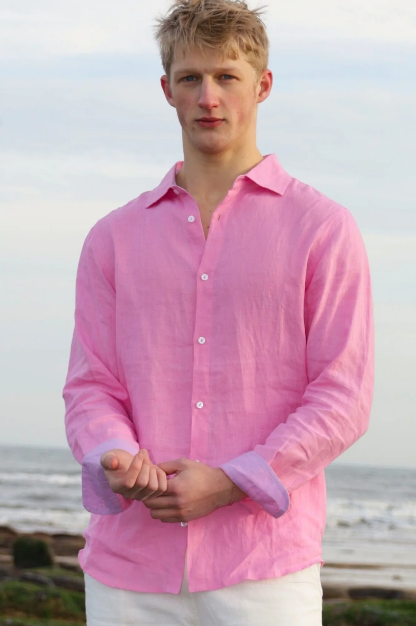 Men's Premium Linen Shirt | Pink - Image 4