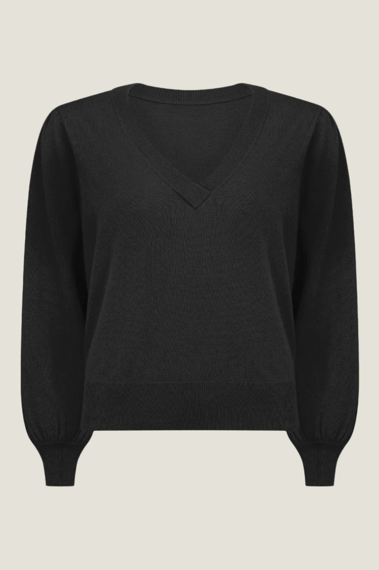 Merino Wool Cashmere Blend V-Neck Jumper | Black - Image 8