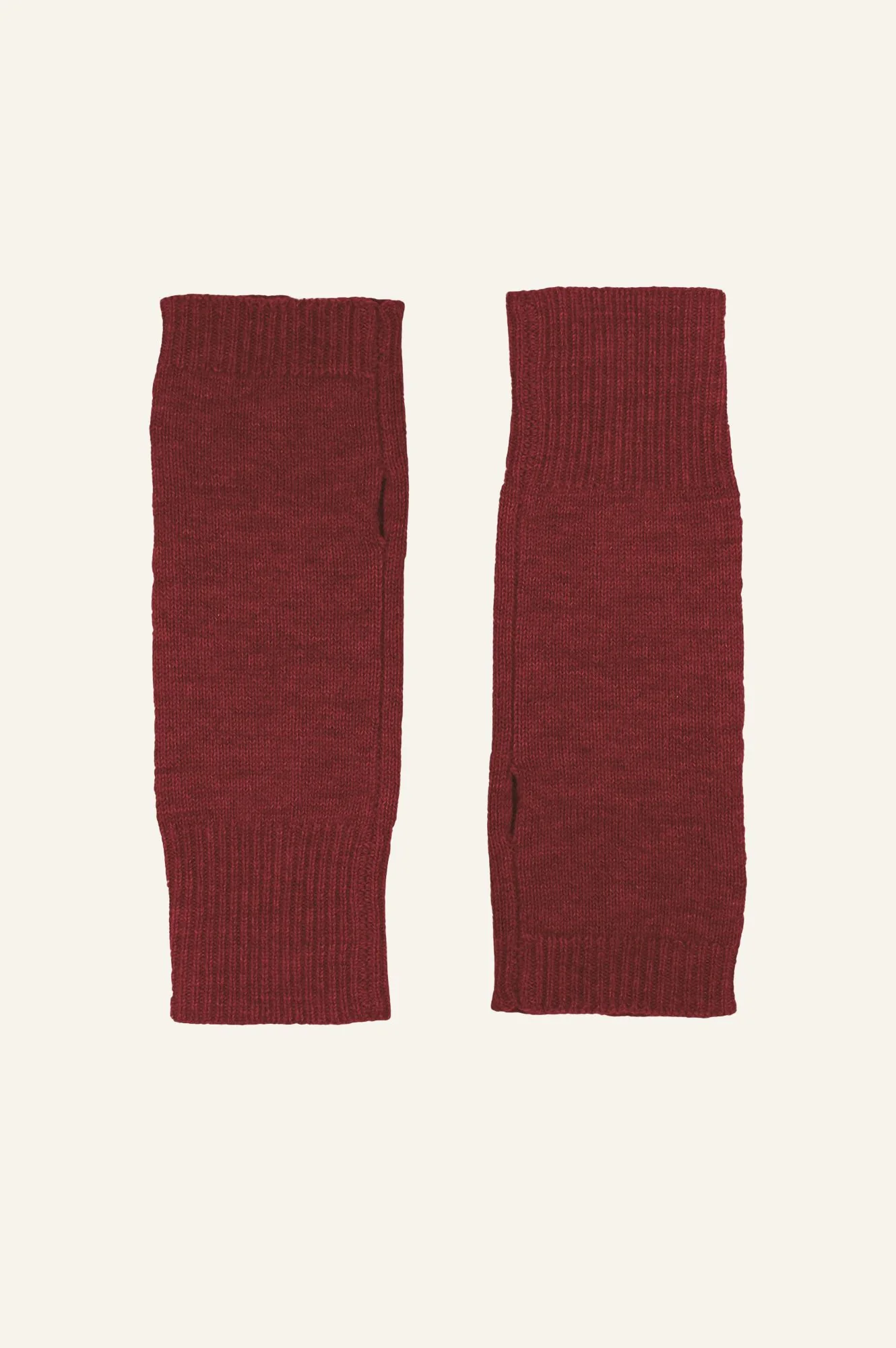 Merino Wool Fingerless Gloves | Wine - Image 2