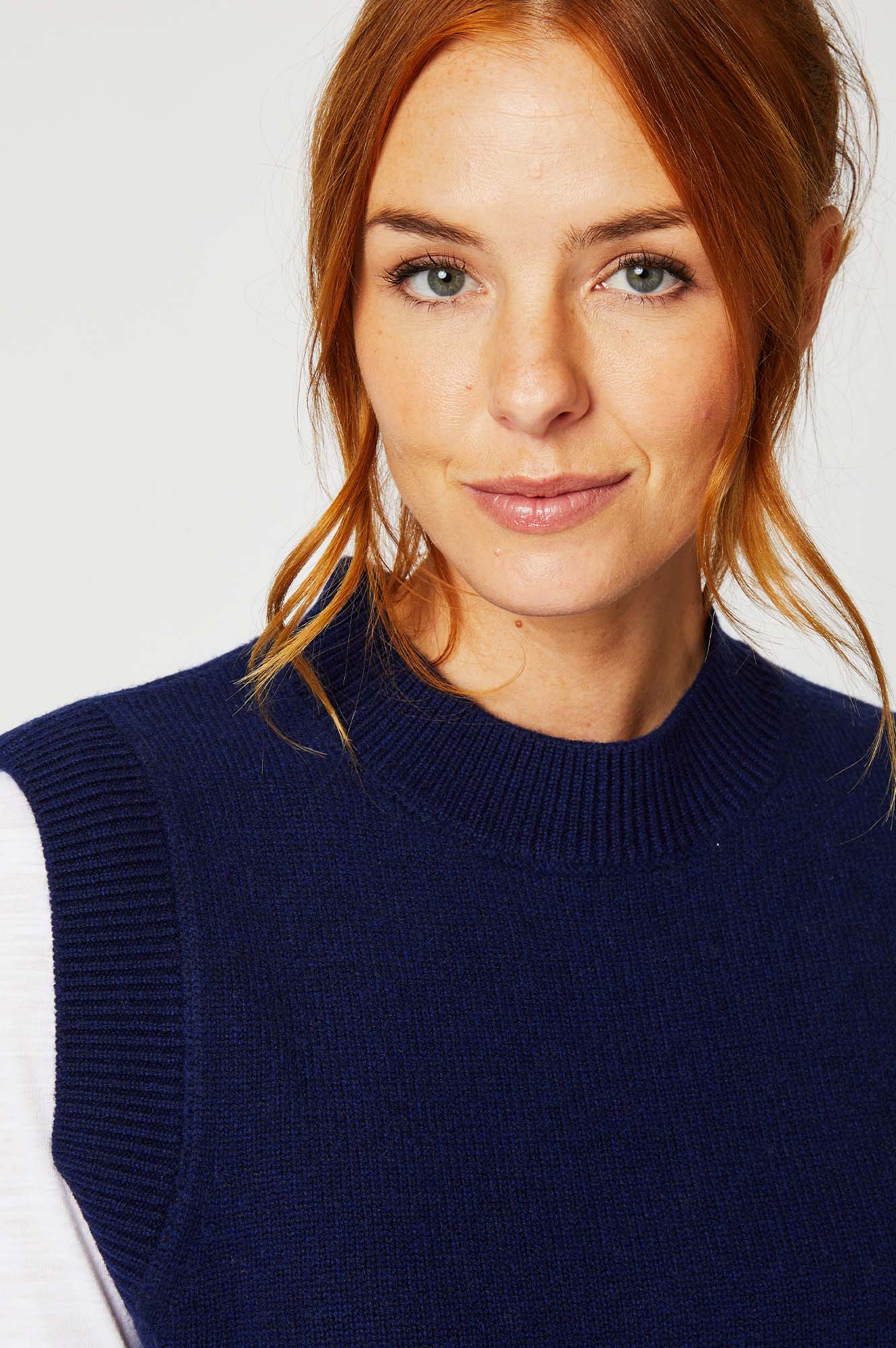 Merino Wool Knitted Short Tank | Navy - Image 2