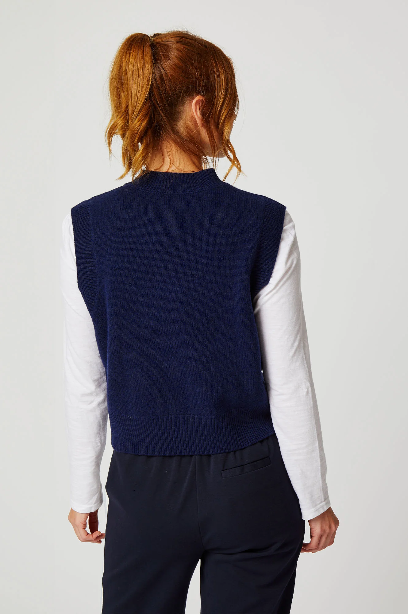 Merino Wool Knitted Short Tank | Navy - Image 5