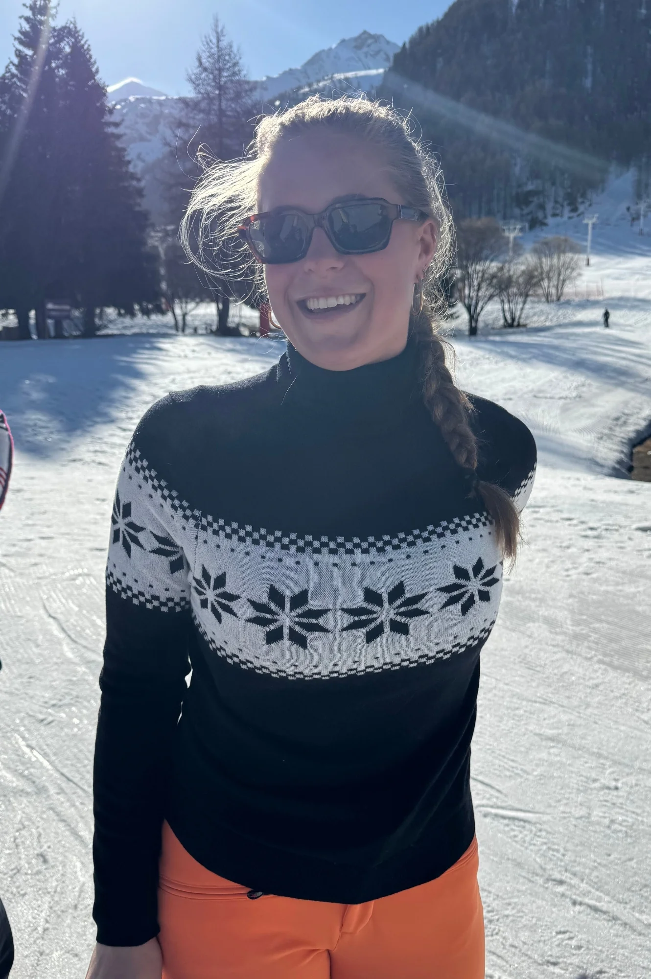 Merino Wool Snowflake Fairisle Polo Neck Jumper | Black/Cream - Image 5