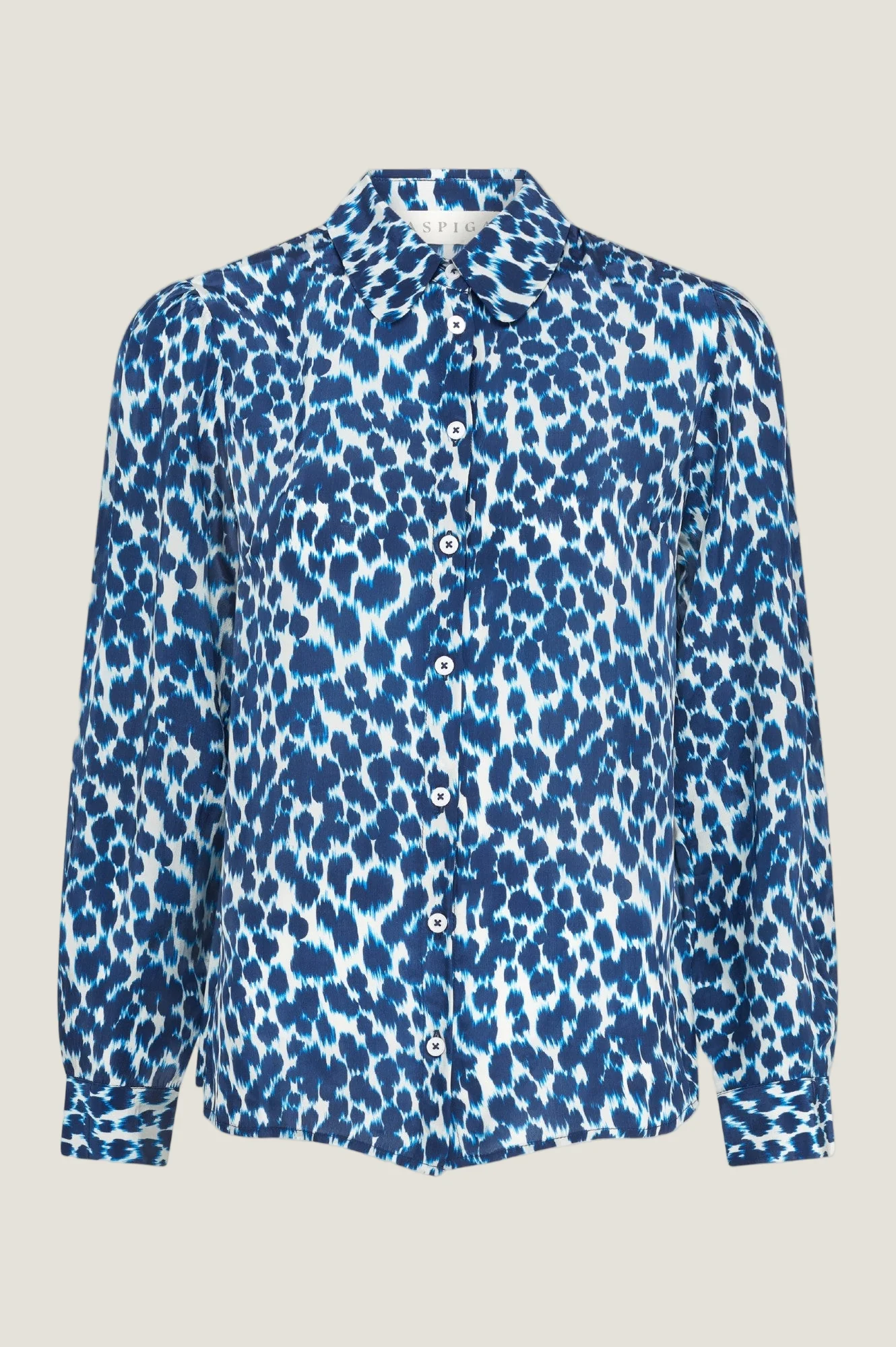 Milena Viscose Crepe Printed Shirt | Animal Ikat Navy/Cream - Image 10