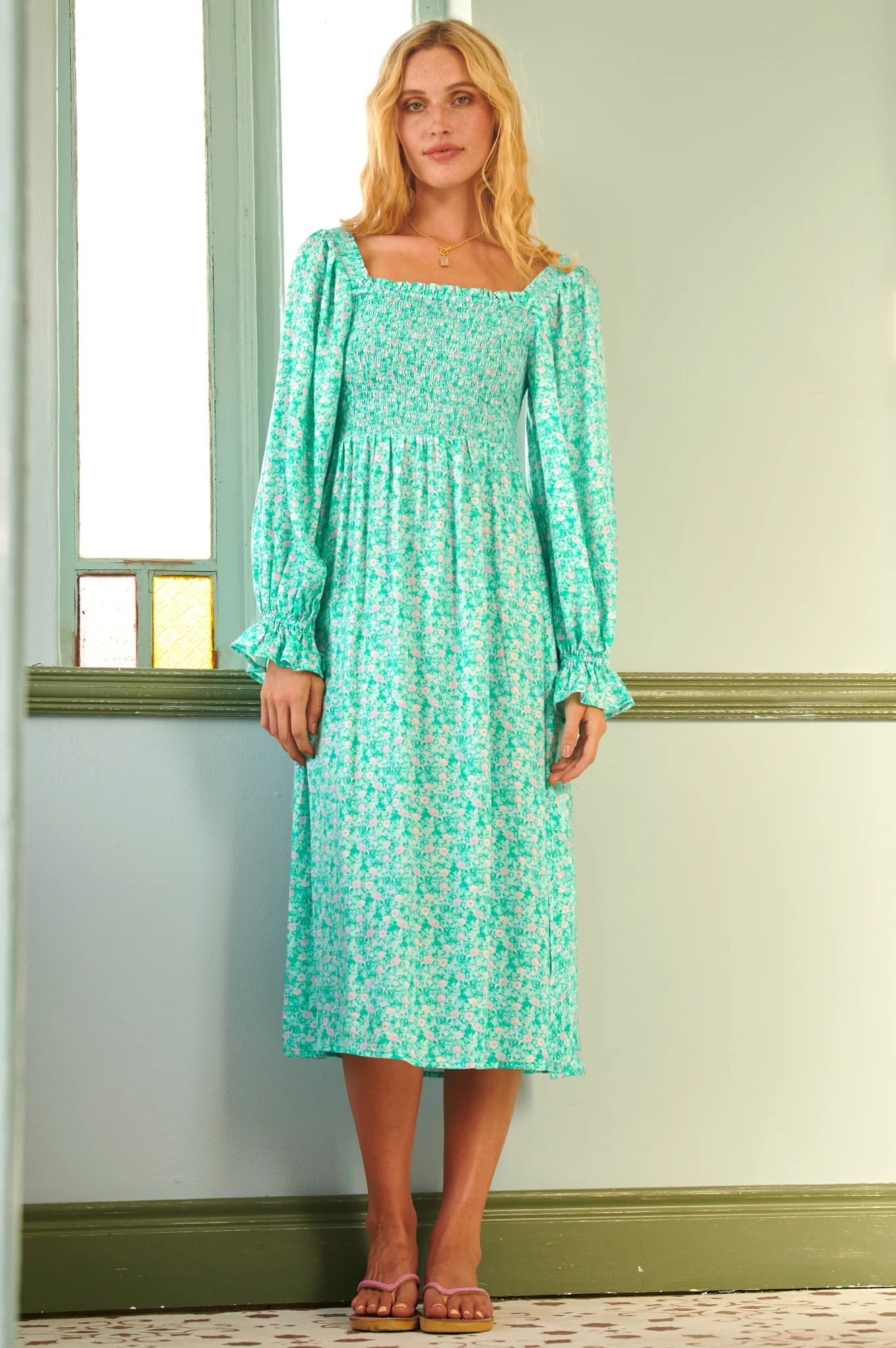 Nancy Tencel Dress | Meadow Bloom Green - Image 3
