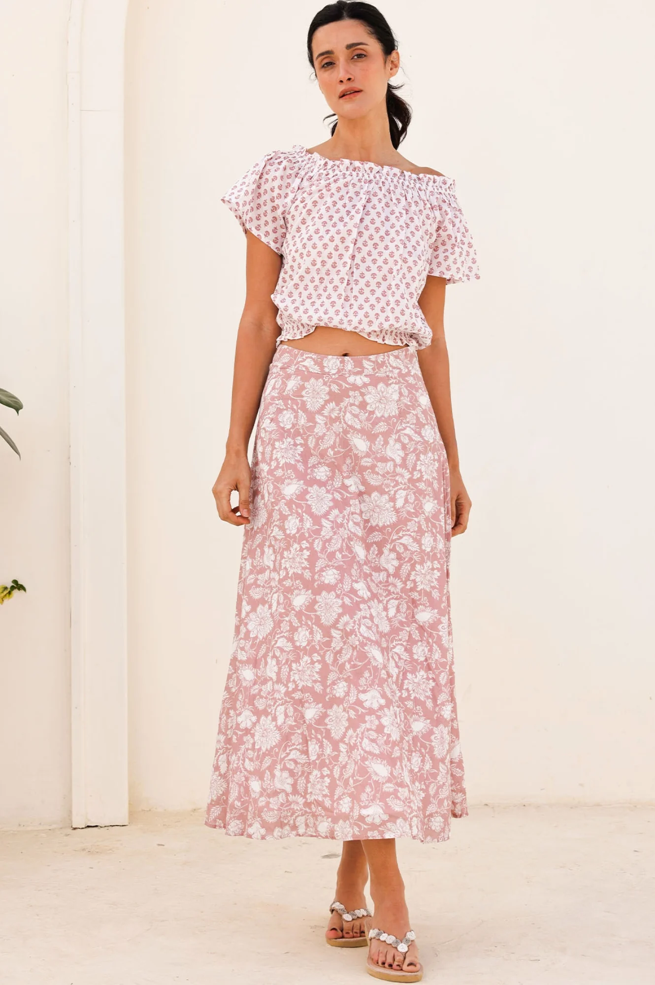 Neve Skirt | Blossom Dusty Pink/White - Image 2