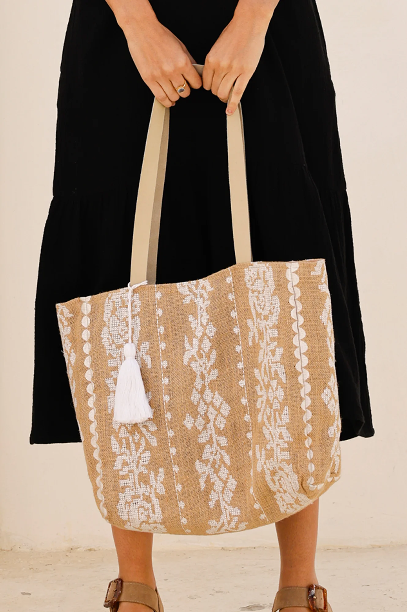 Paros Jute Bag | Natural/White - Image 4