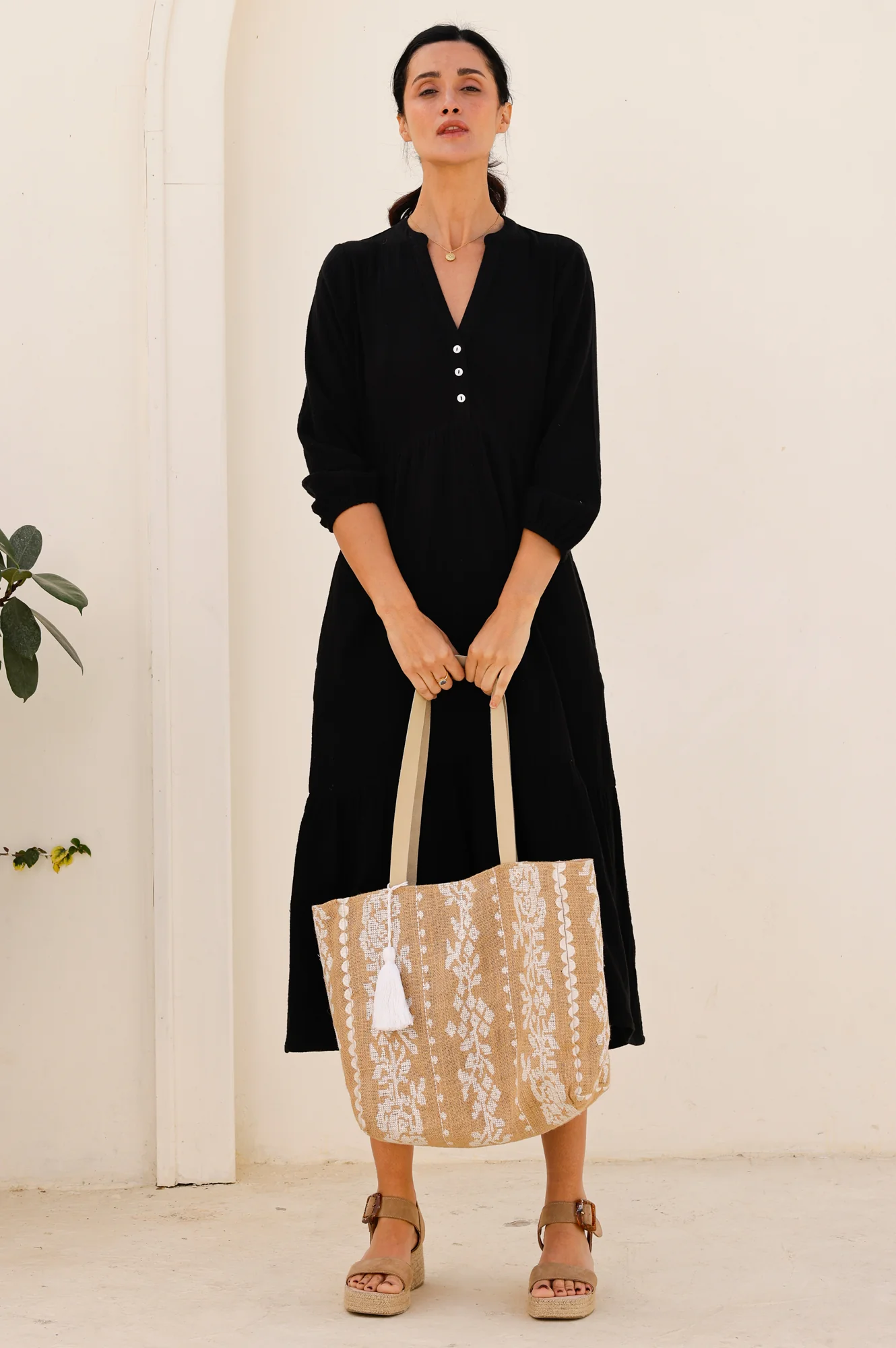 Paros Jute Bag | Natural/White - Image 5