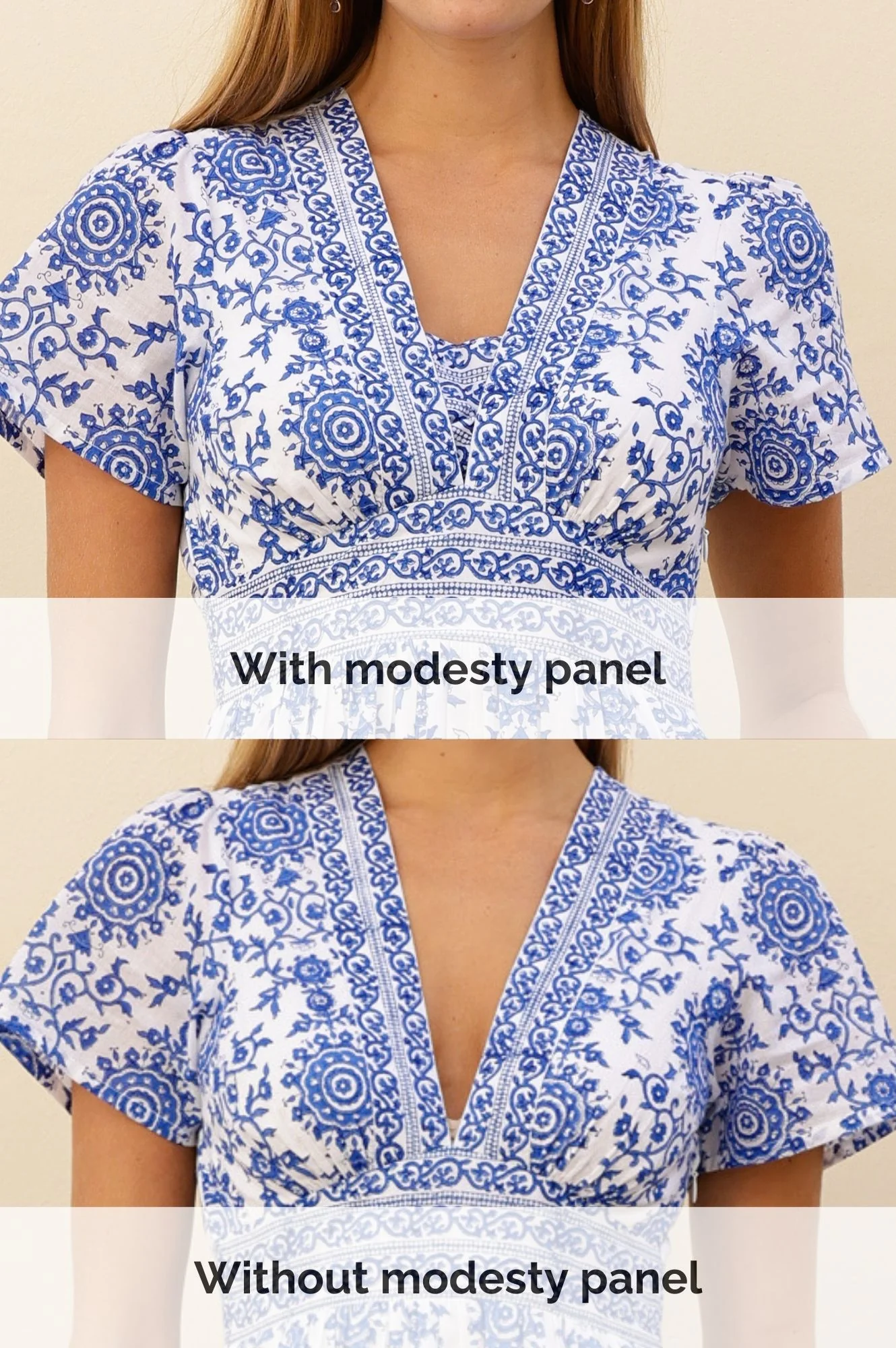 Pippa Organic Cotton Short Sleeve Block Print Dress | White/Cobalt - Image 3