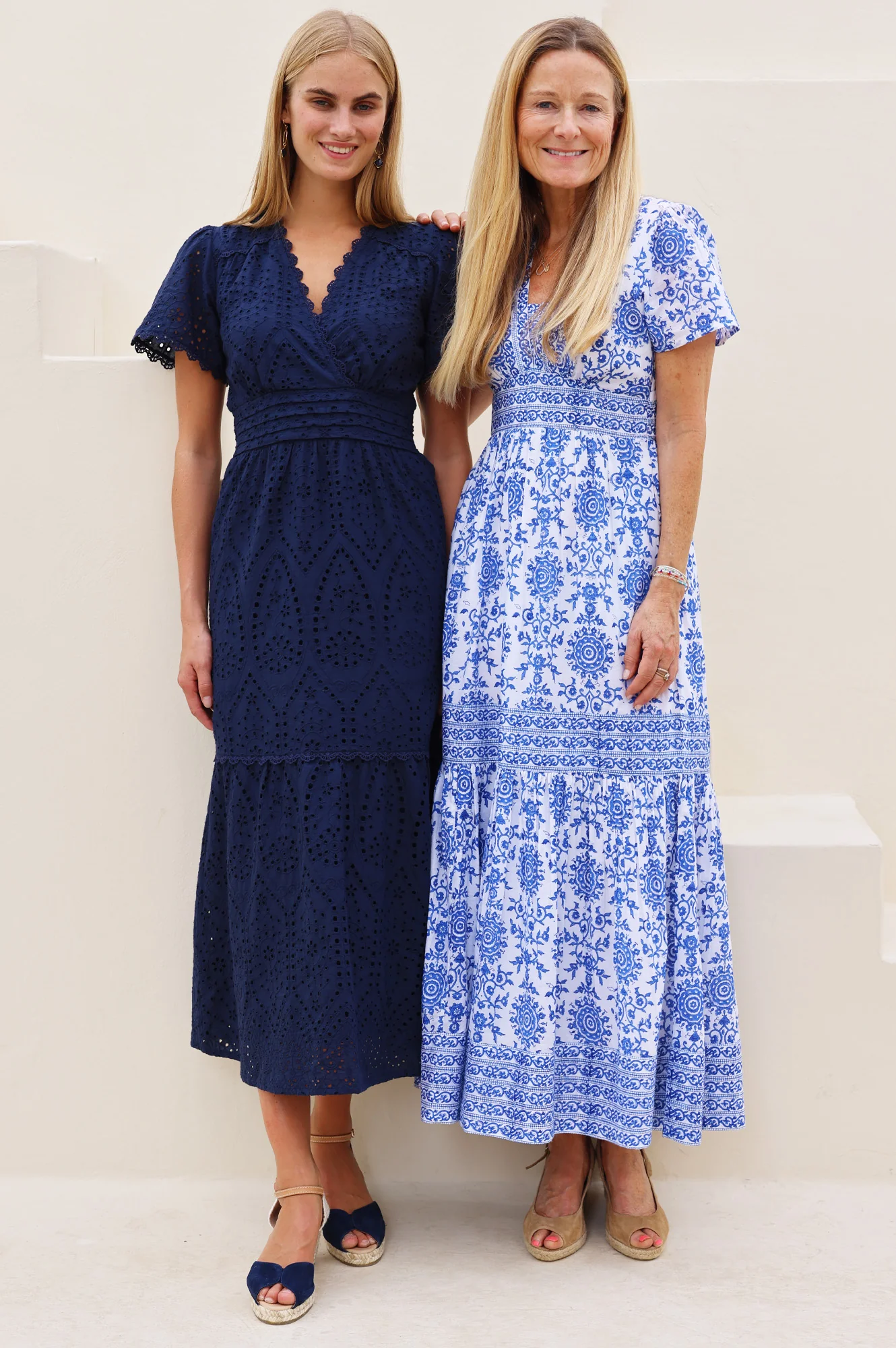 Pippa Organic Cotton Short Sleeve Block Print Dress | White/Cobalt - Image 8