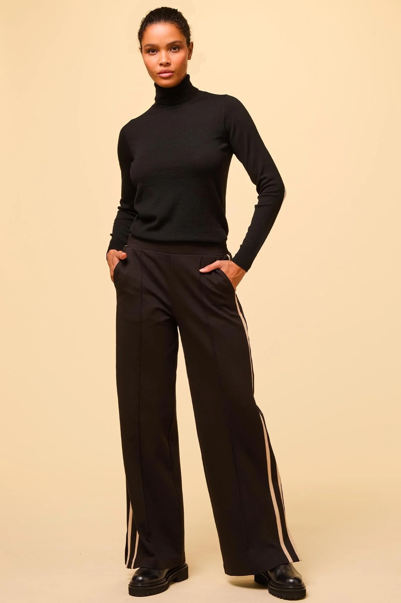 Ponte Trousers | Black/Taupe - Image 6