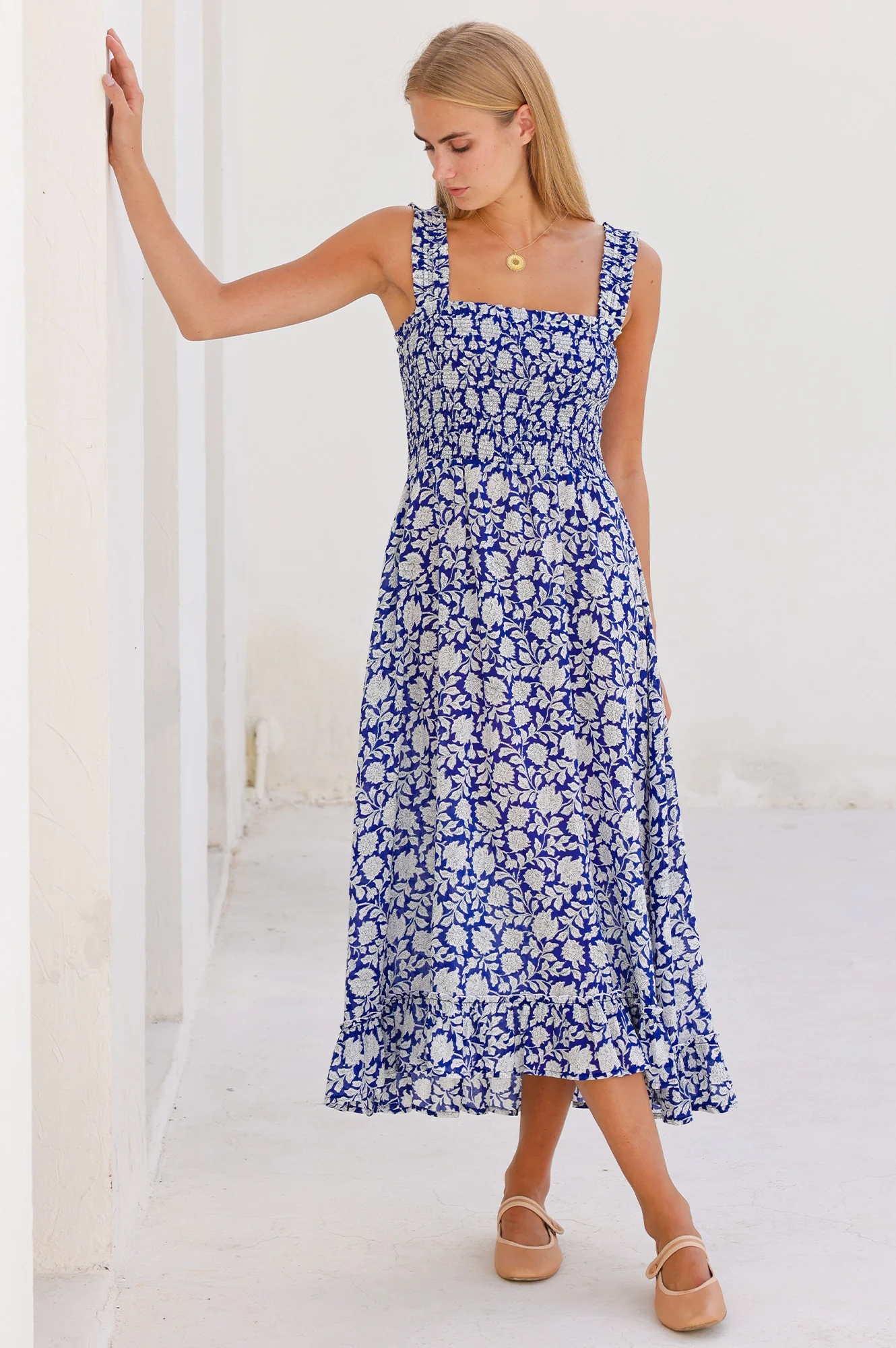 Rhianna Organic Cotton Dress | Navy/White - Image 3