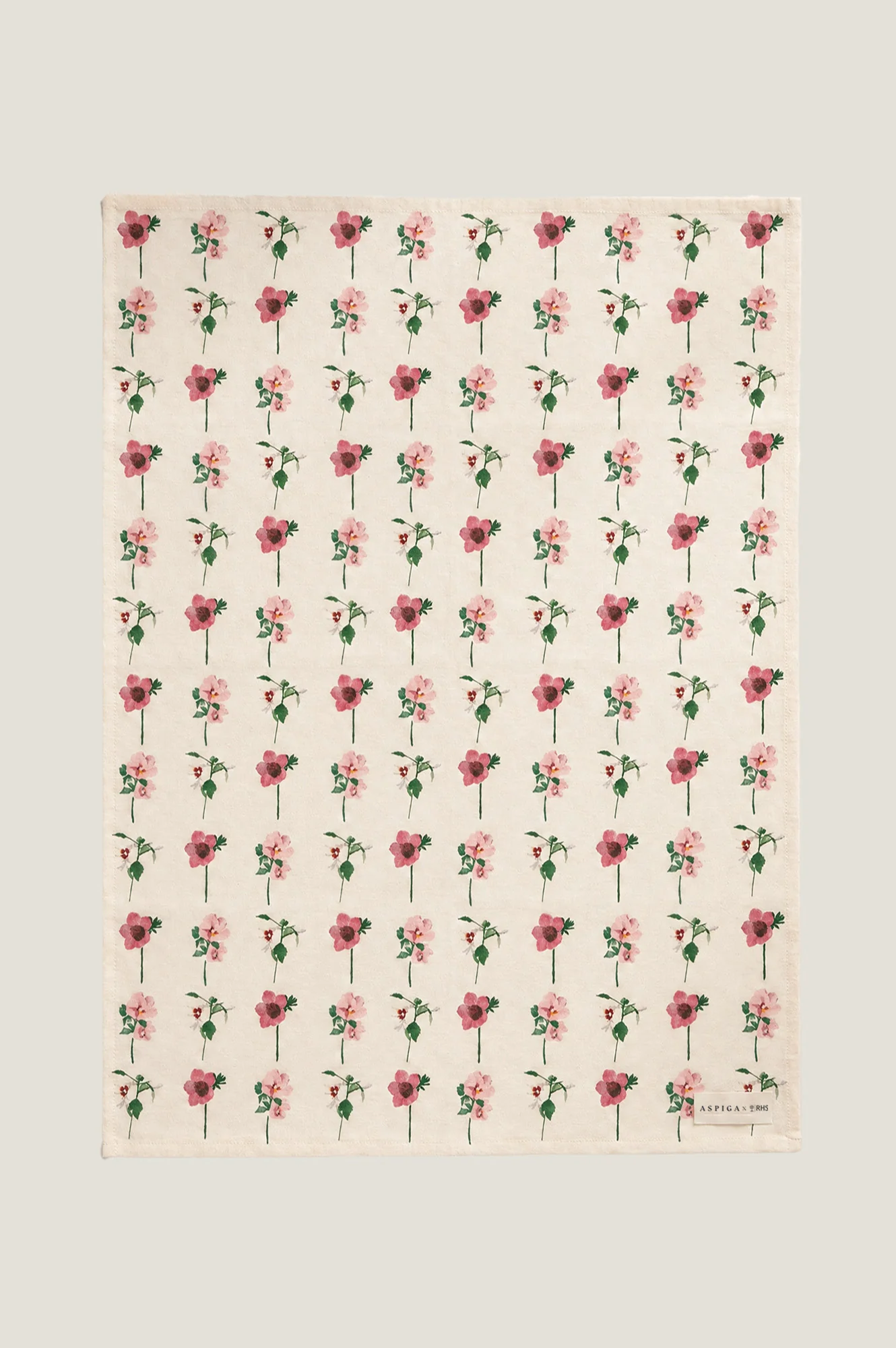 RHS Block Print Organic Cotton Tea Towel Set Of 2 | Sage/Cream - Image 4