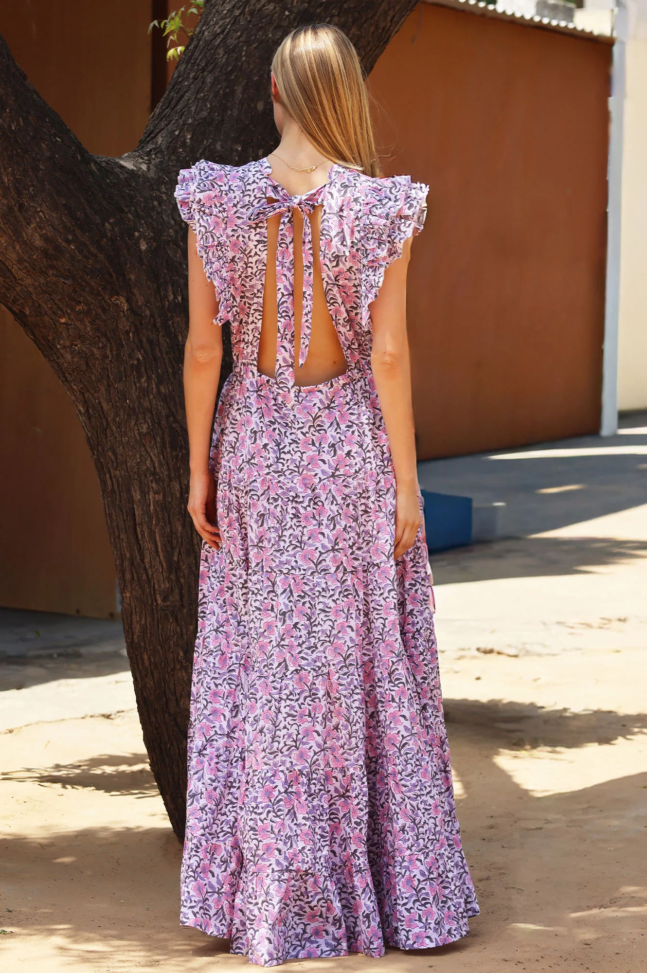 Rose Frill Maxi Dress | White/Green/Pink - Image 6