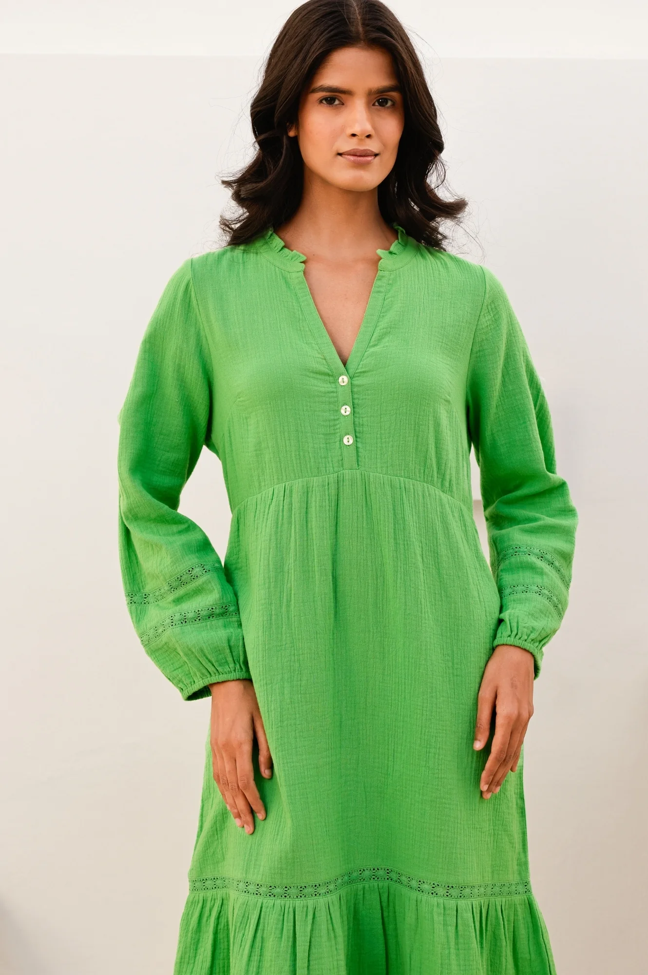 Sadie Organic Cotton Cheesecloth Dress | Green - Image 6