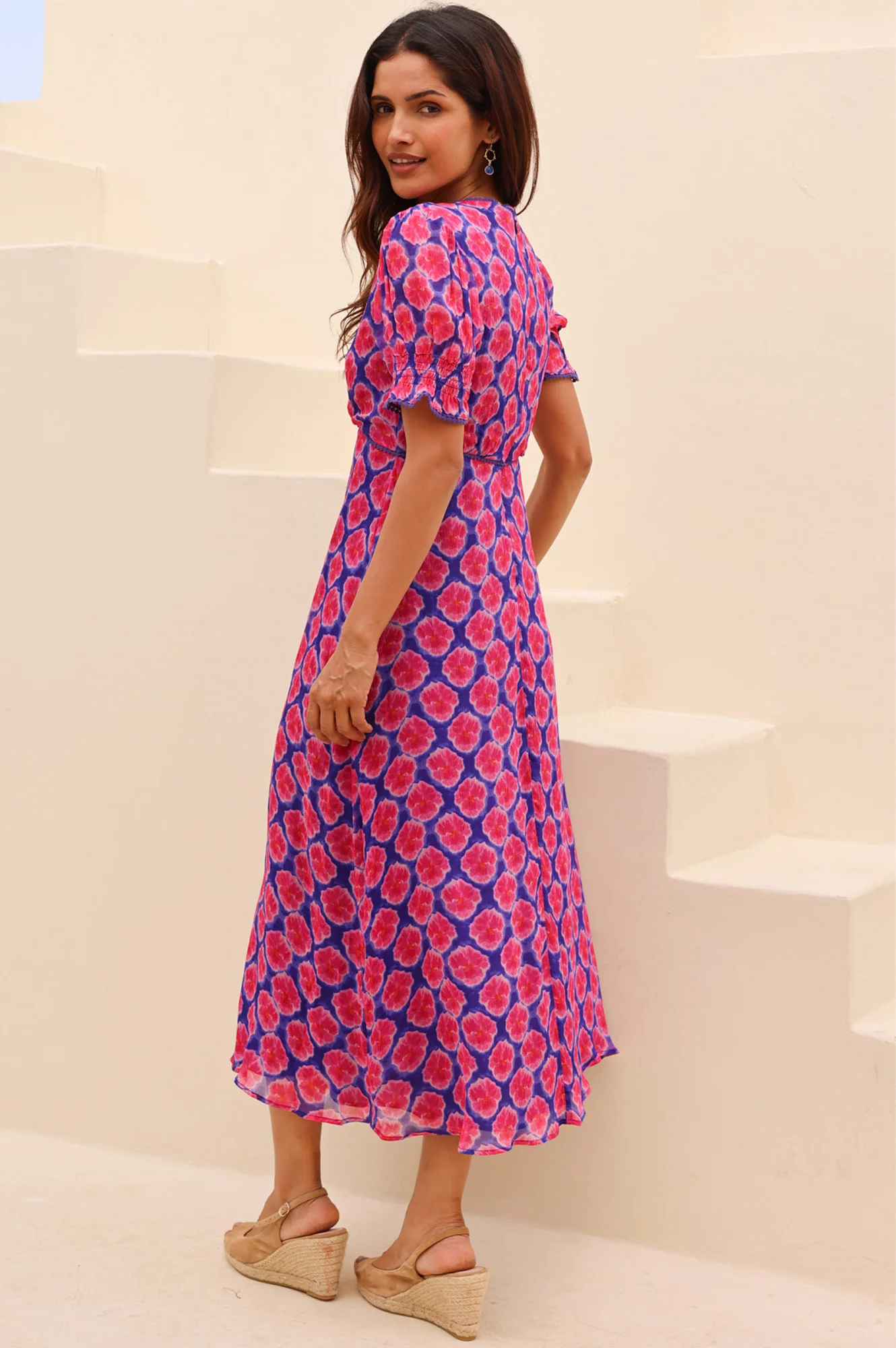 Sally Anne Short Sleeve Dress | Blue/Pink - Image 6