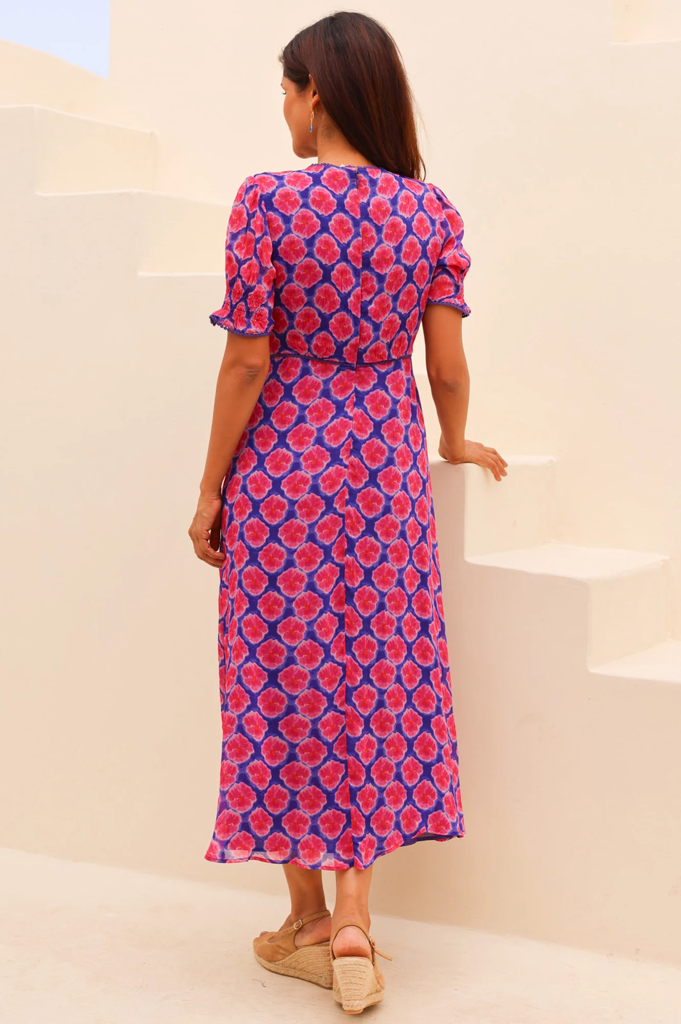 Sally Anne Short Sleeve Dress | Blue/Pink - Image 7