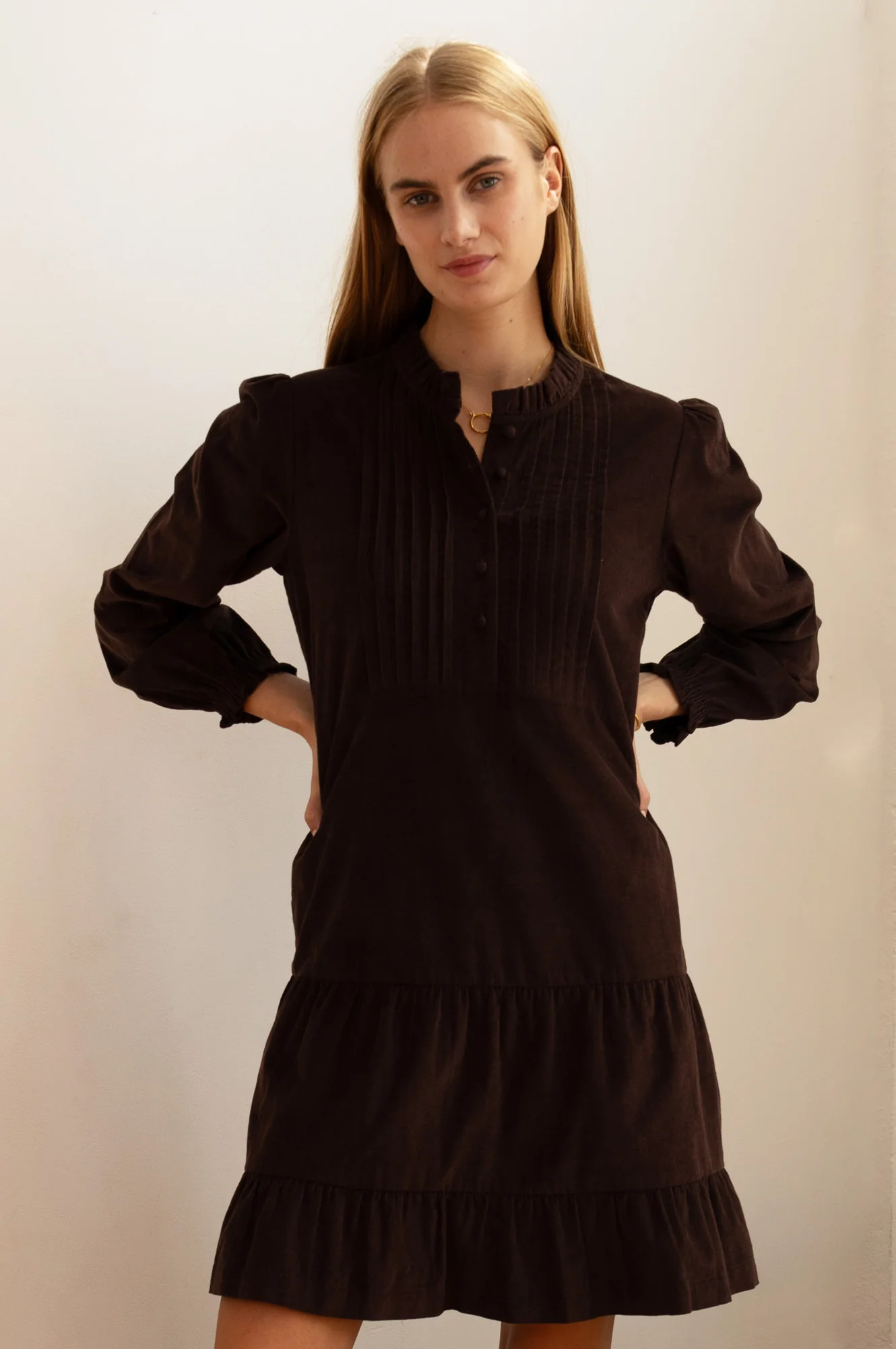 Stema Short Corduroy Dress | Chocolate - Image 3