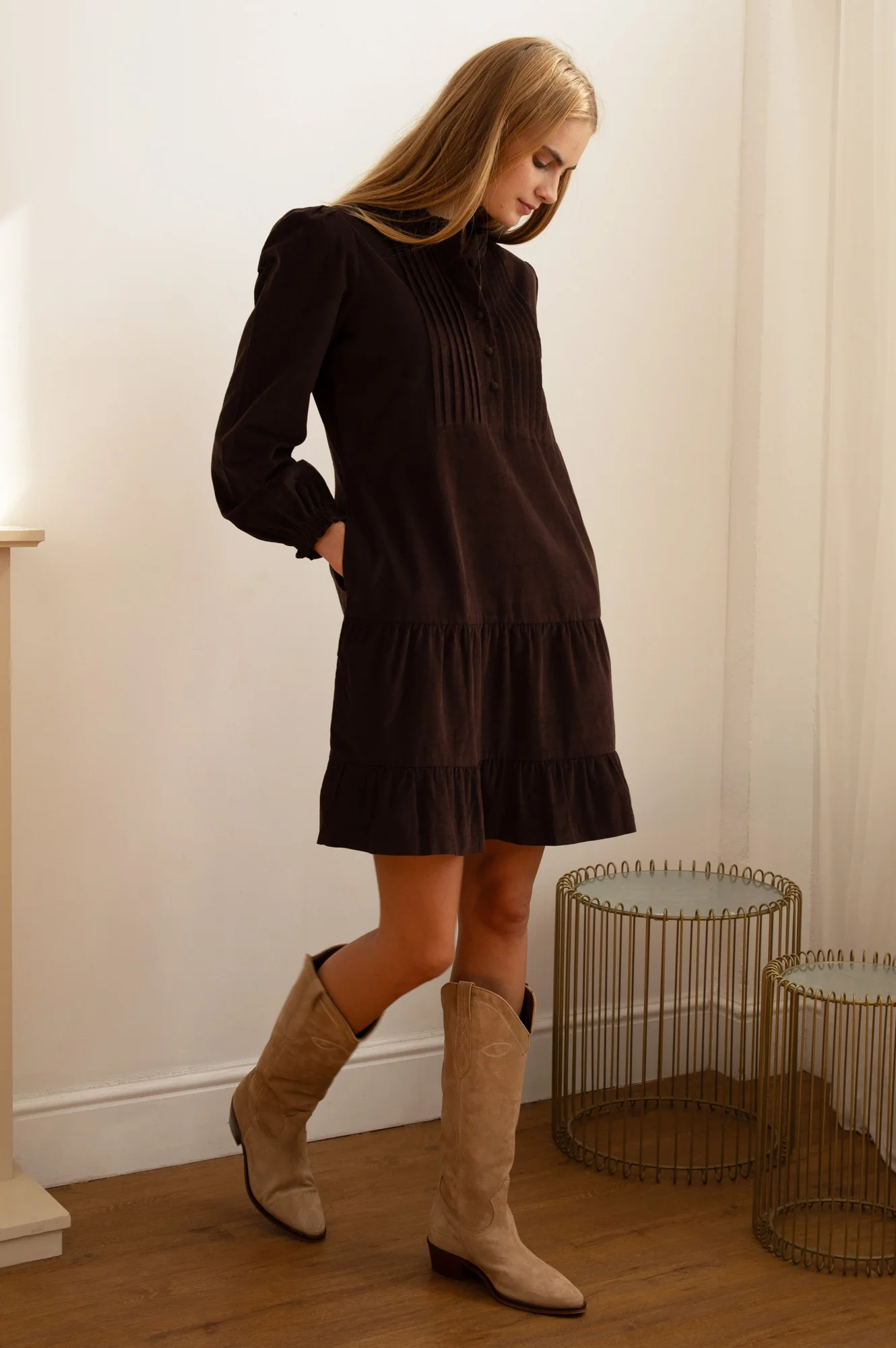 Stema Short Corduroy Dress | Chocolate - Image 7