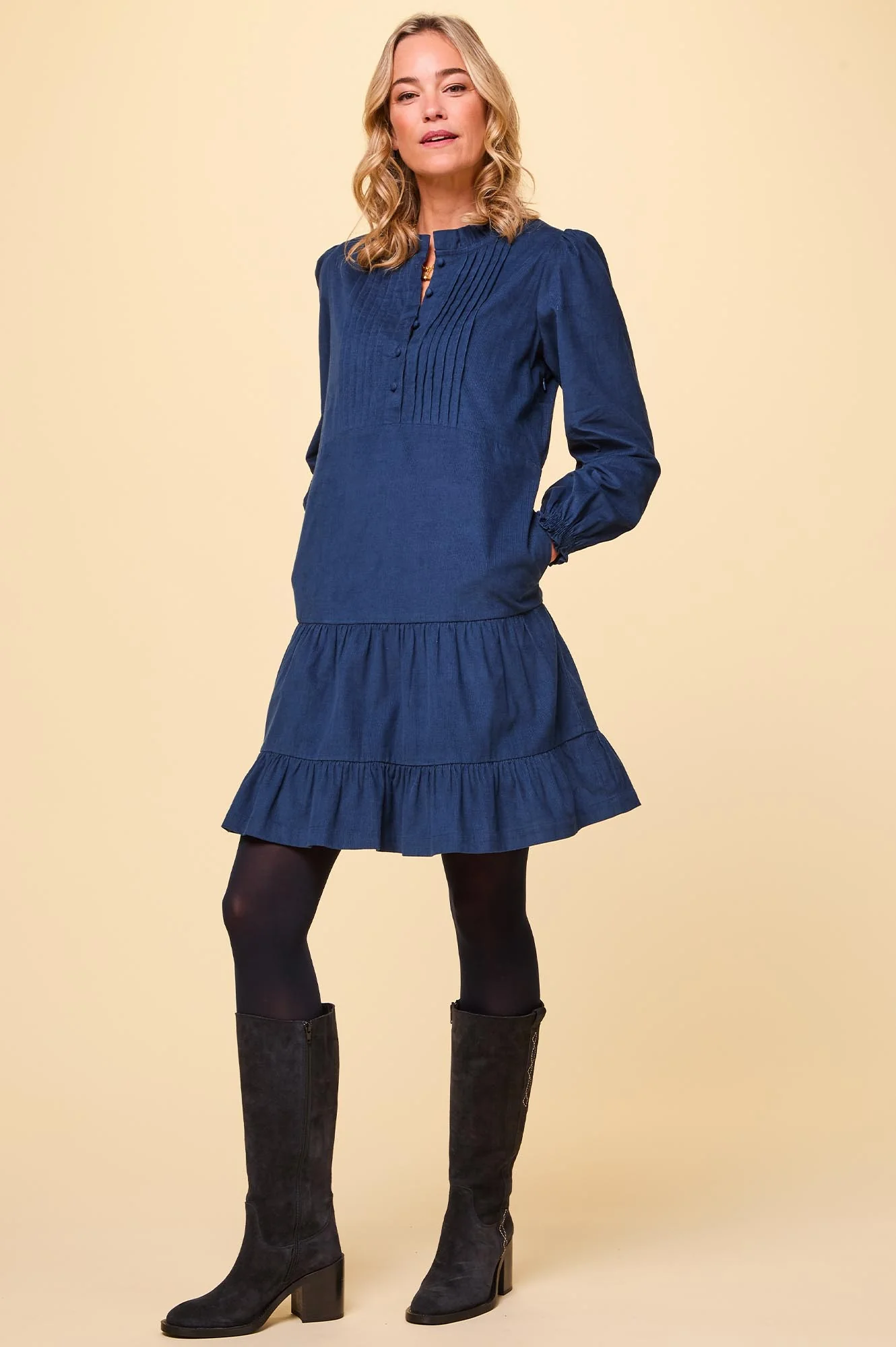 Stema Short Corduroy Dress | Navy - Image 3