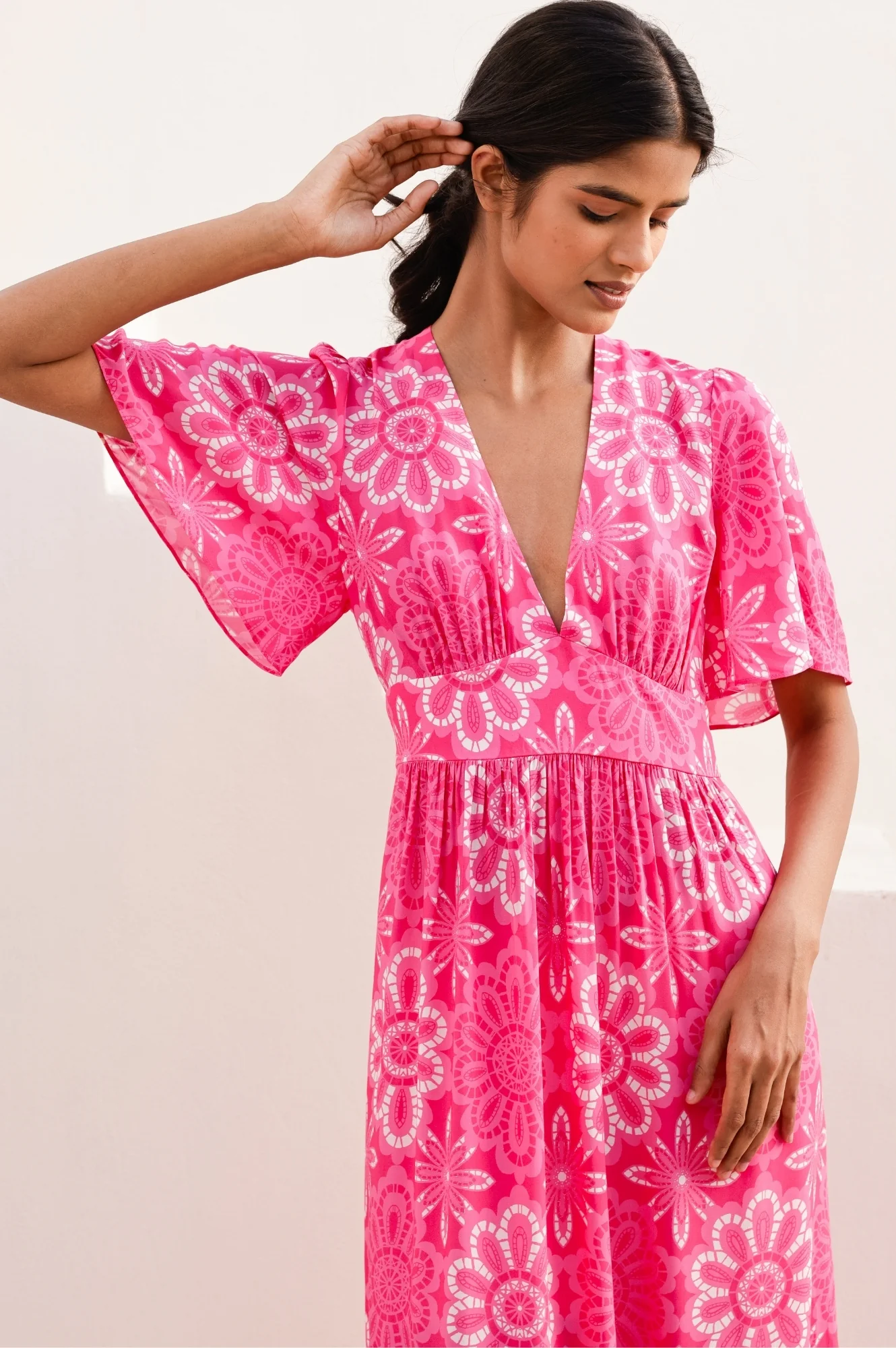 Sylvie EcoVero™ Dress | Lace Floral Pink/White - Image 4