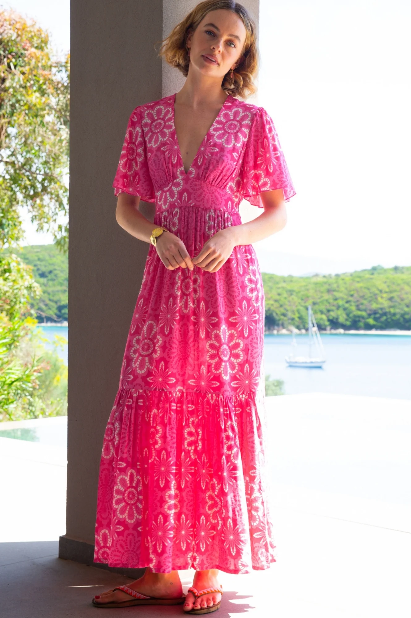 Sylvie EcoVero™ Dress | Lace Floral Pink/White - Image 7