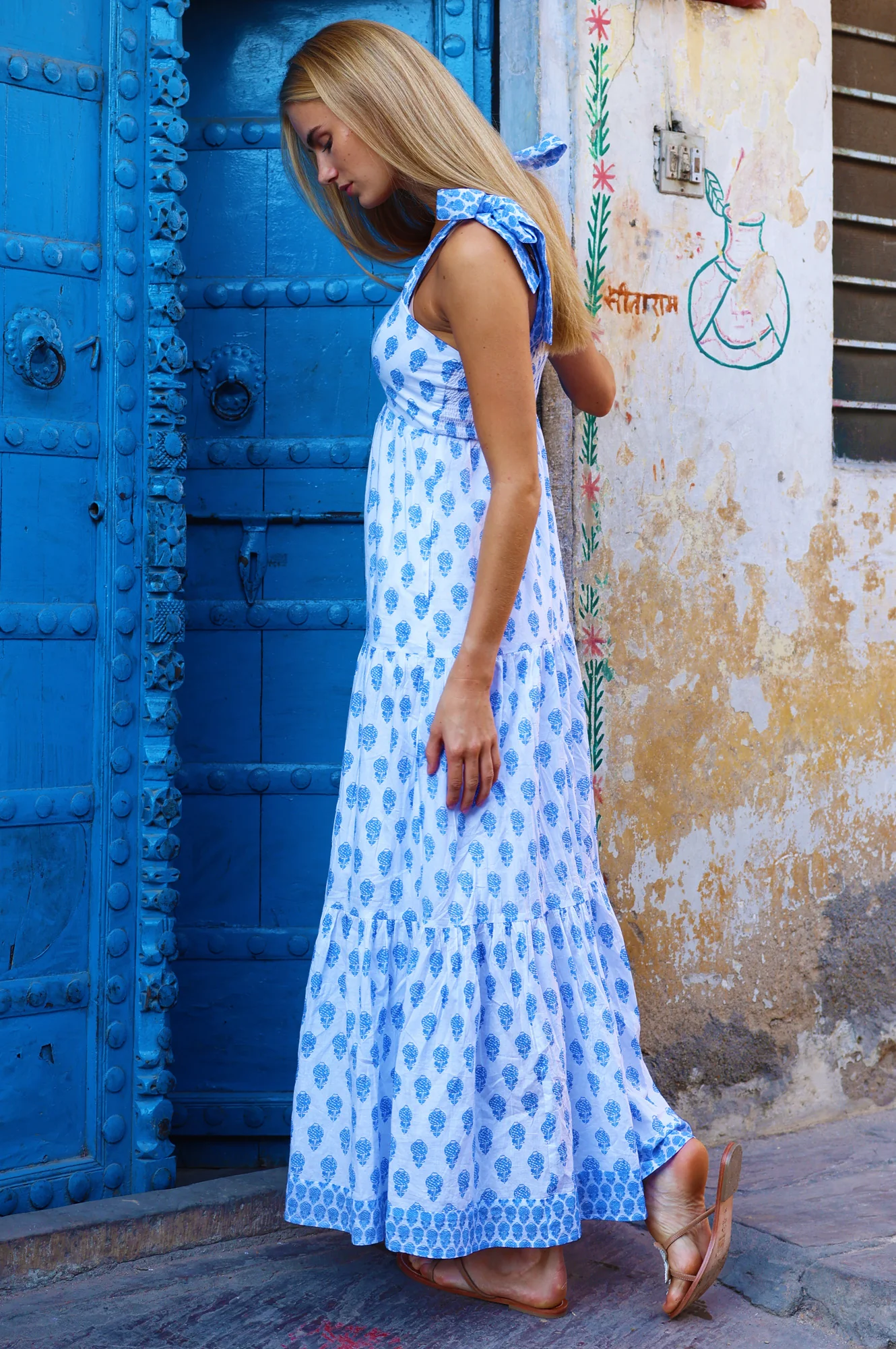 Tabitha Maxi Dress | Pineapple White/Blue - Image 6