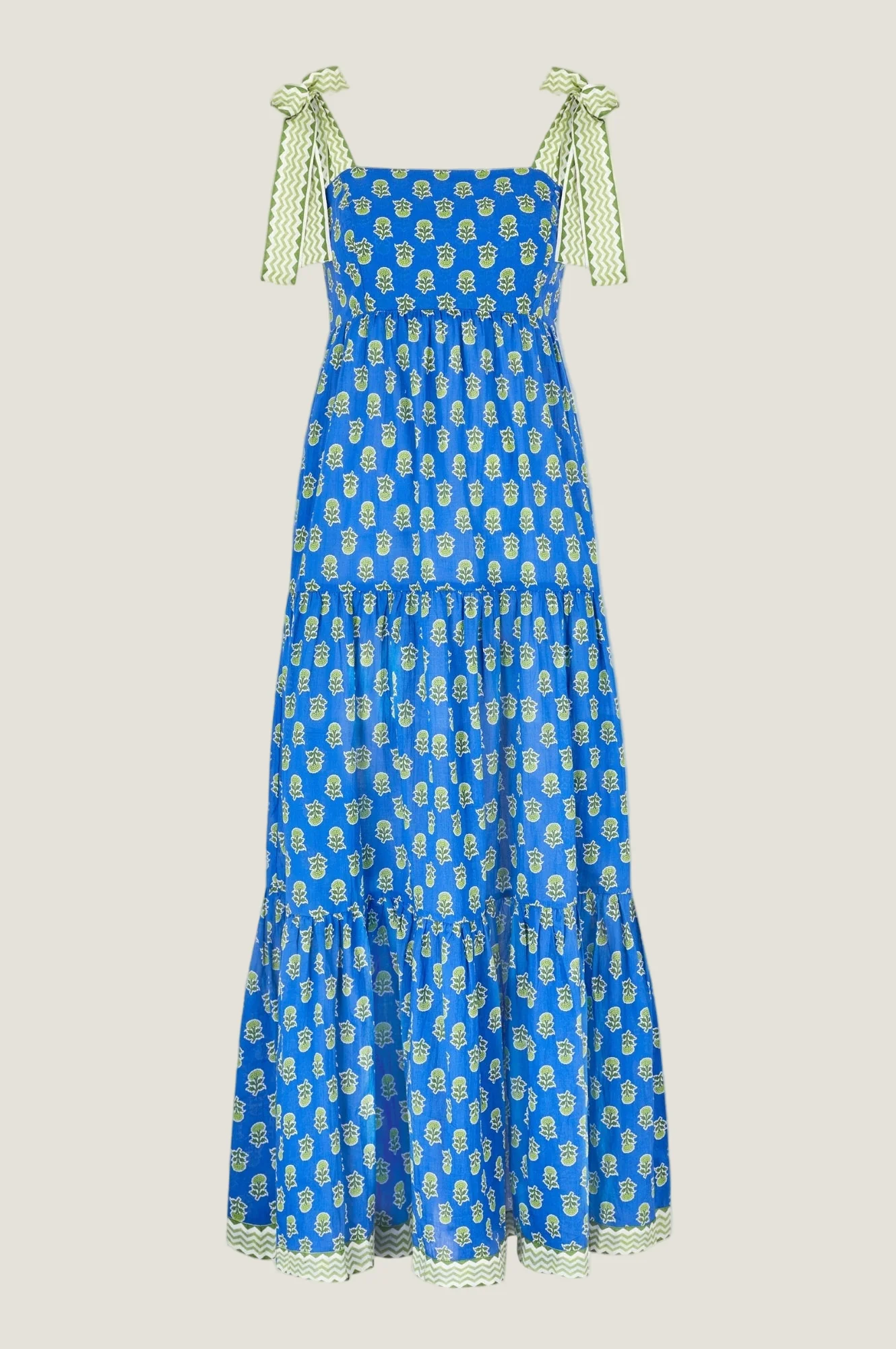 Tabitha Printed Organic Cotton Dress | Odisha Print Blue/Green - Image 8