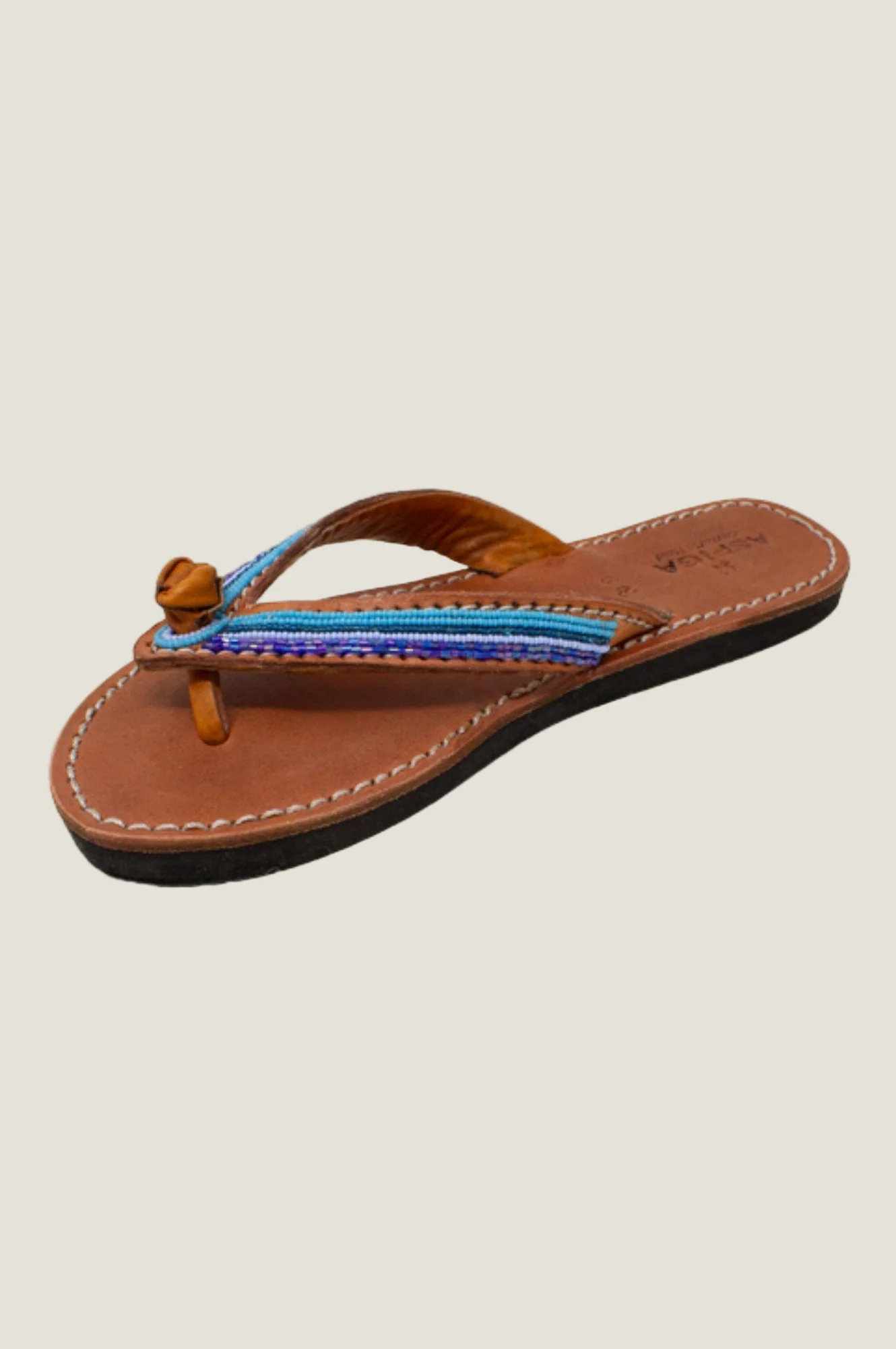 Tanzi Soft Padded Sole Leather Sandals | Blue - Image 4