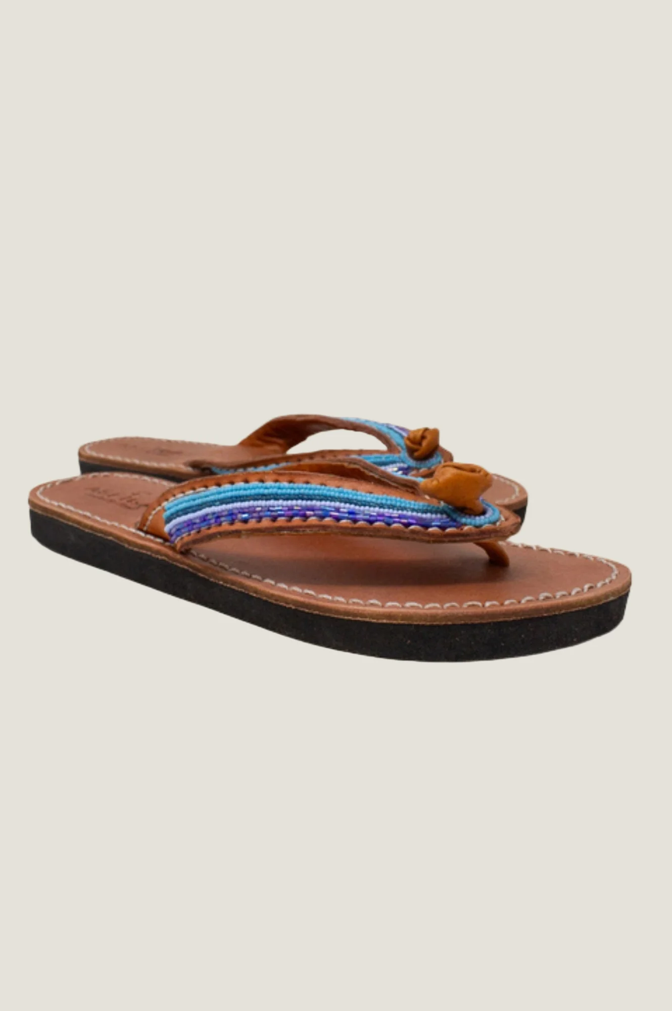 Tanzi Soft Padded Sole Leather Sandals | Blue - Image 6