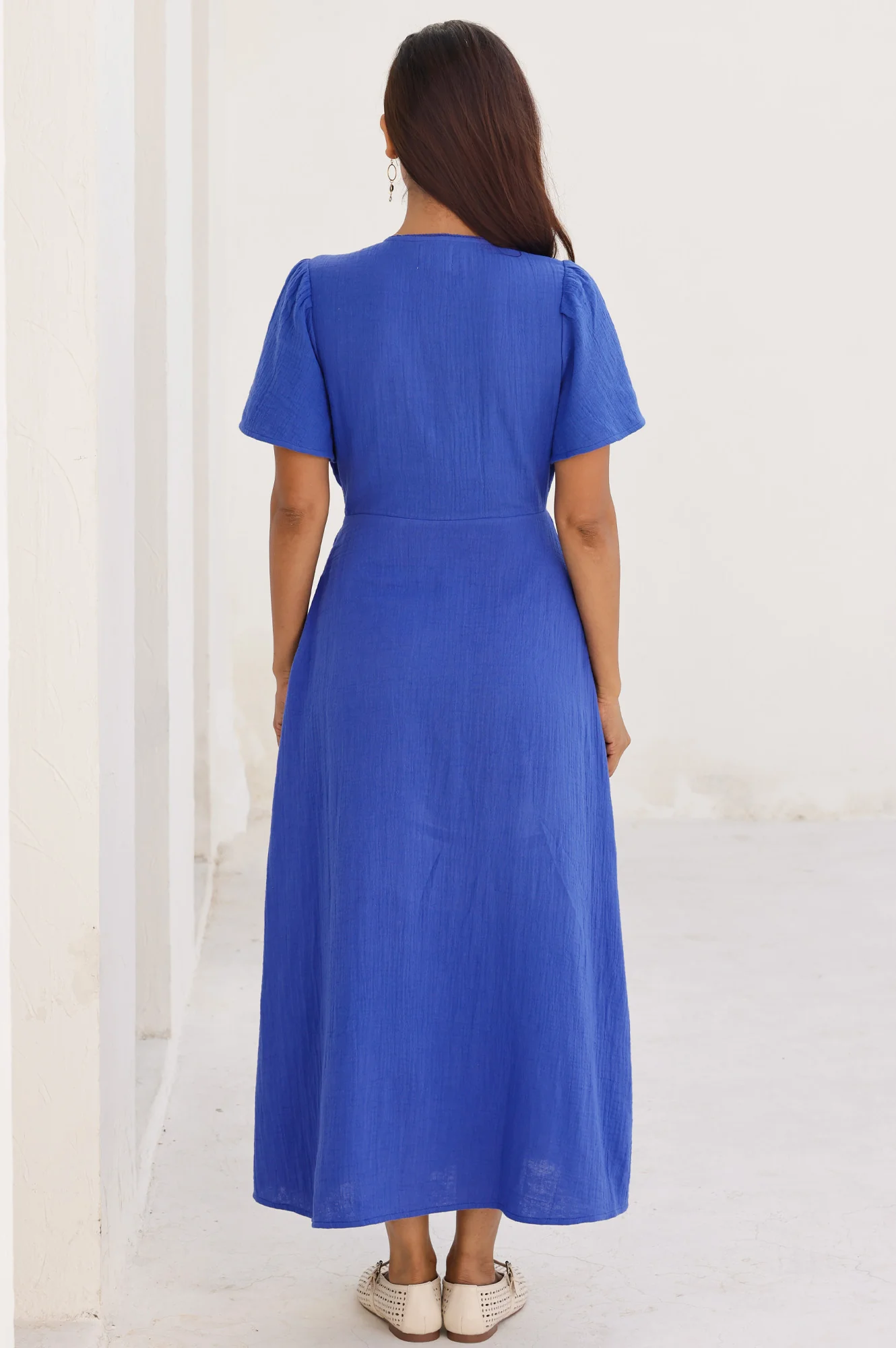 Tessa Organic Cotton Cheesecloth Dress | Cobalt - Image 8