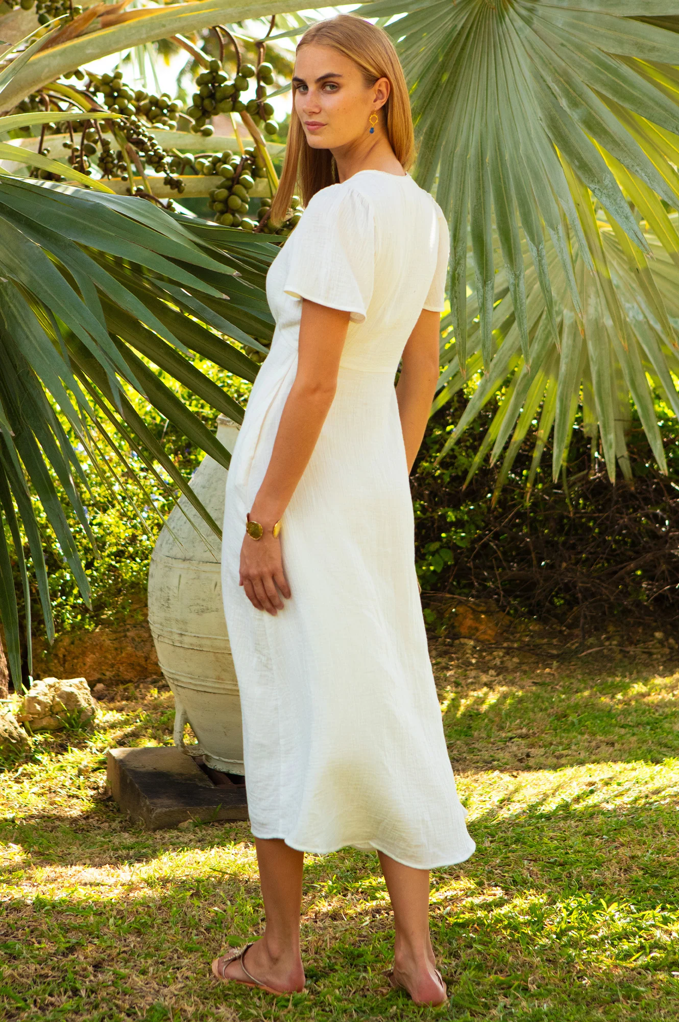 Tessa Organic Cotton Cheesecloth Dress | White - Image 6