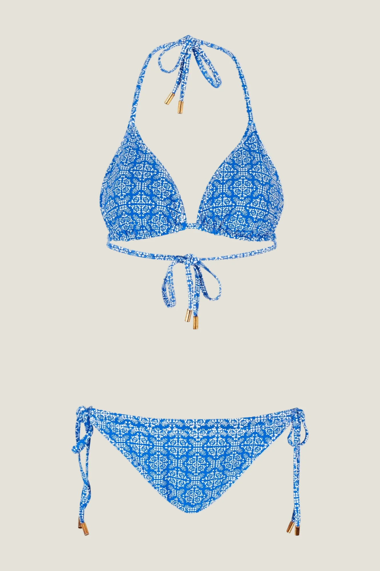 Triangle Recycled String Top and String Bikini Tie Side Bottoms | Cobalt - Image 7