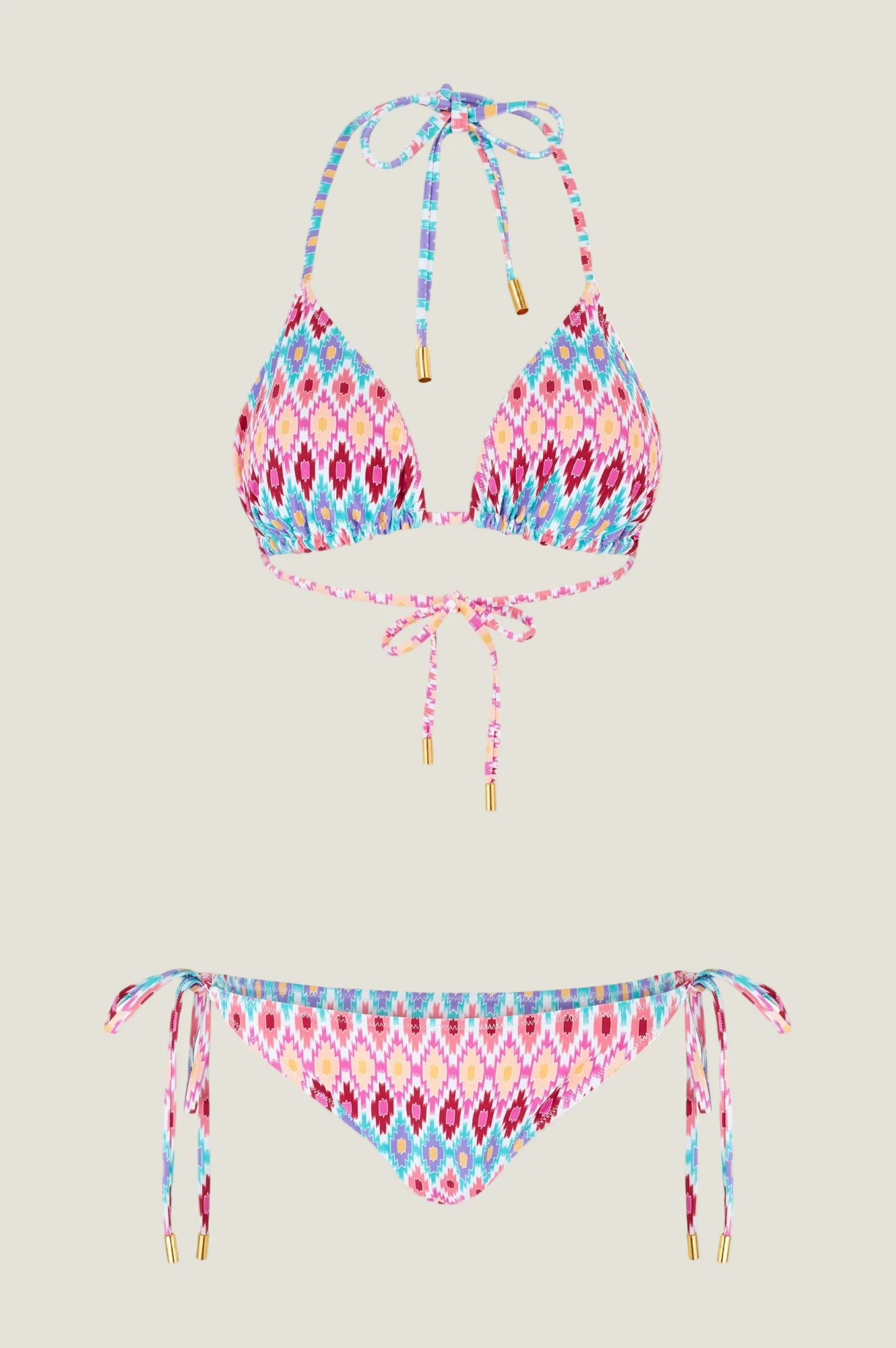 Triangle Recycled String Top and String Bikini Tie Side Bottoms | Multi - Image 5