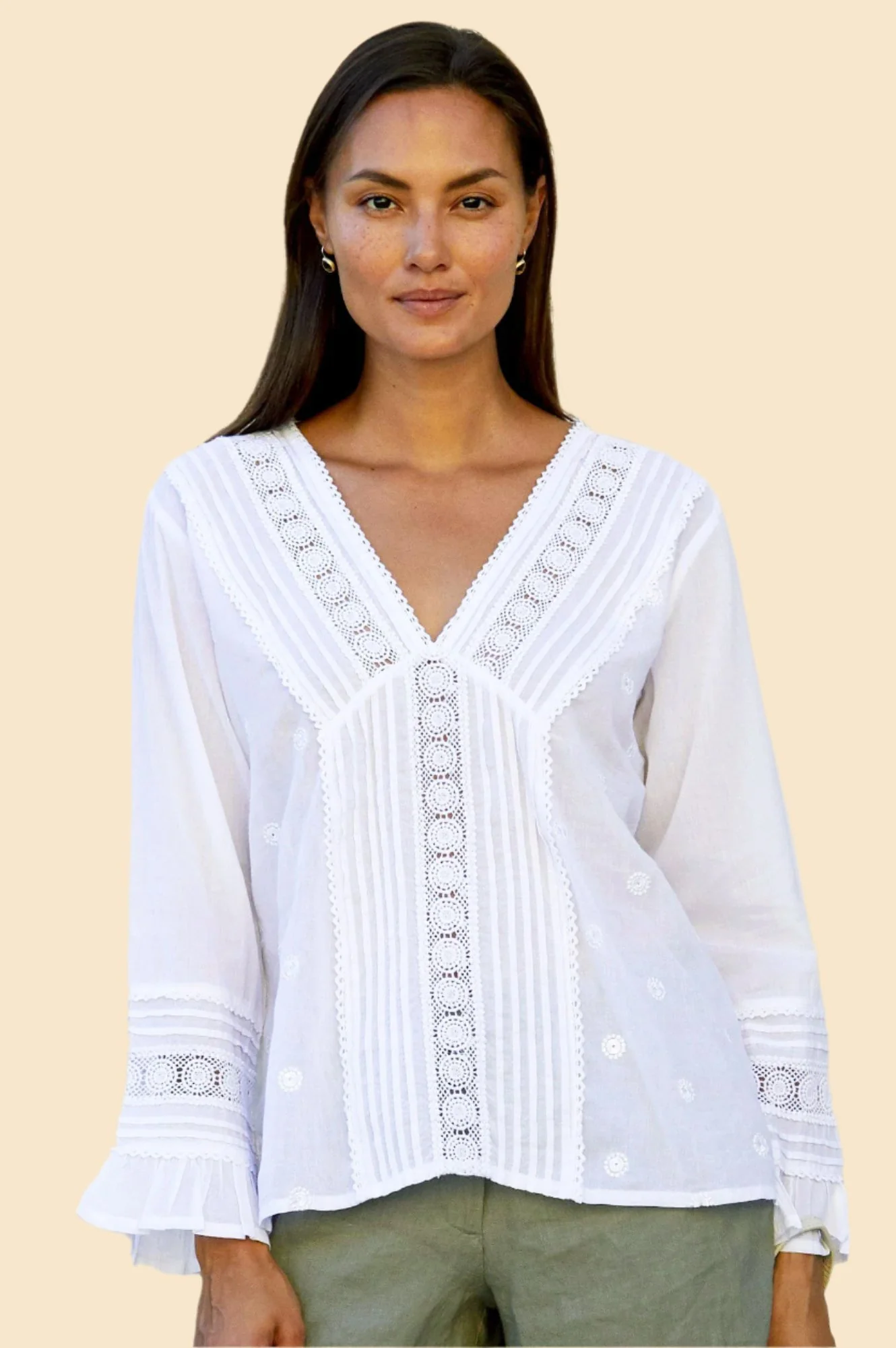 Valentina Embroidered Cotton Blouse | White - Image 5