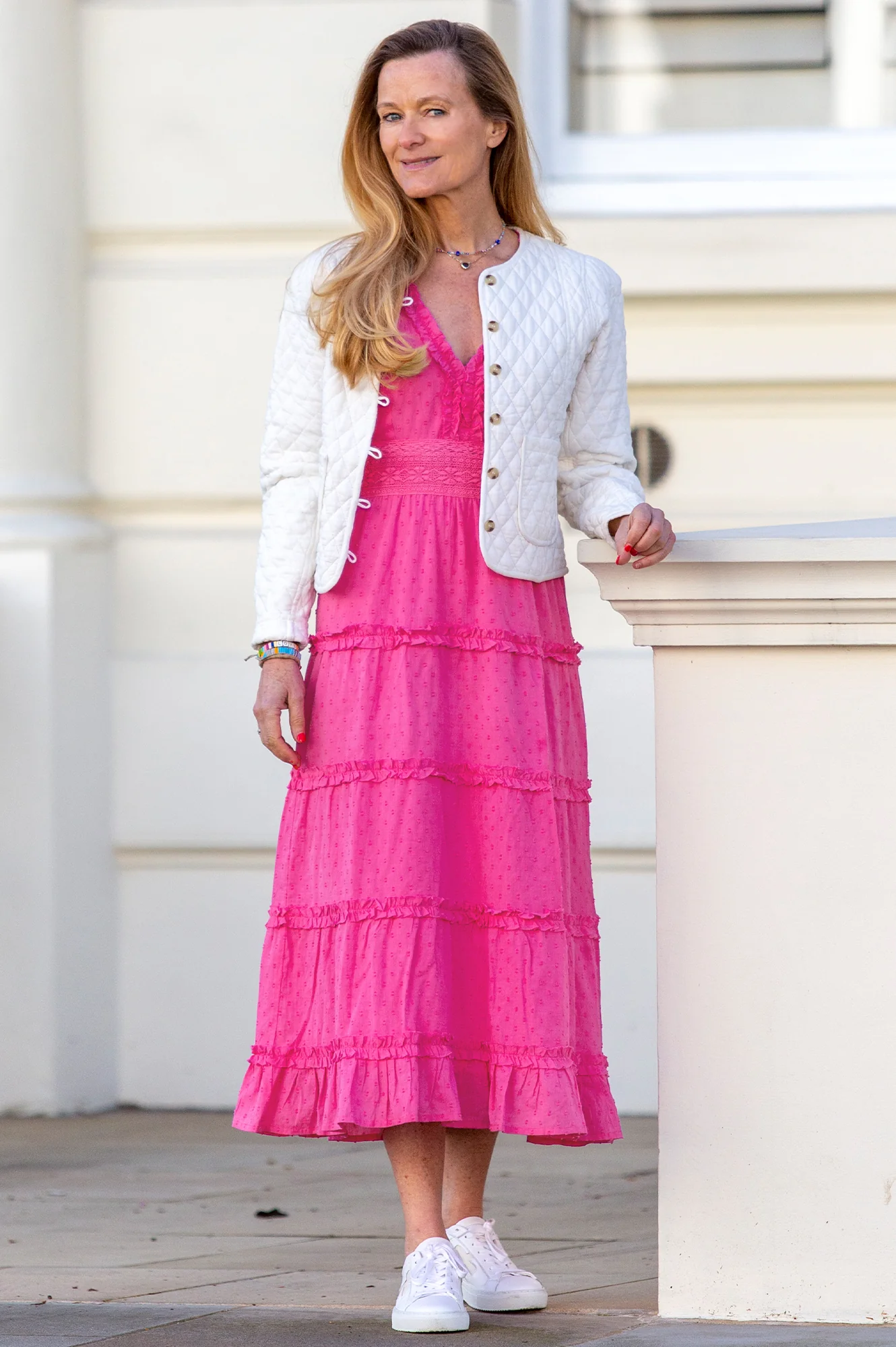 Viola Cotton Midi Dress | Bright Pink - Image 6