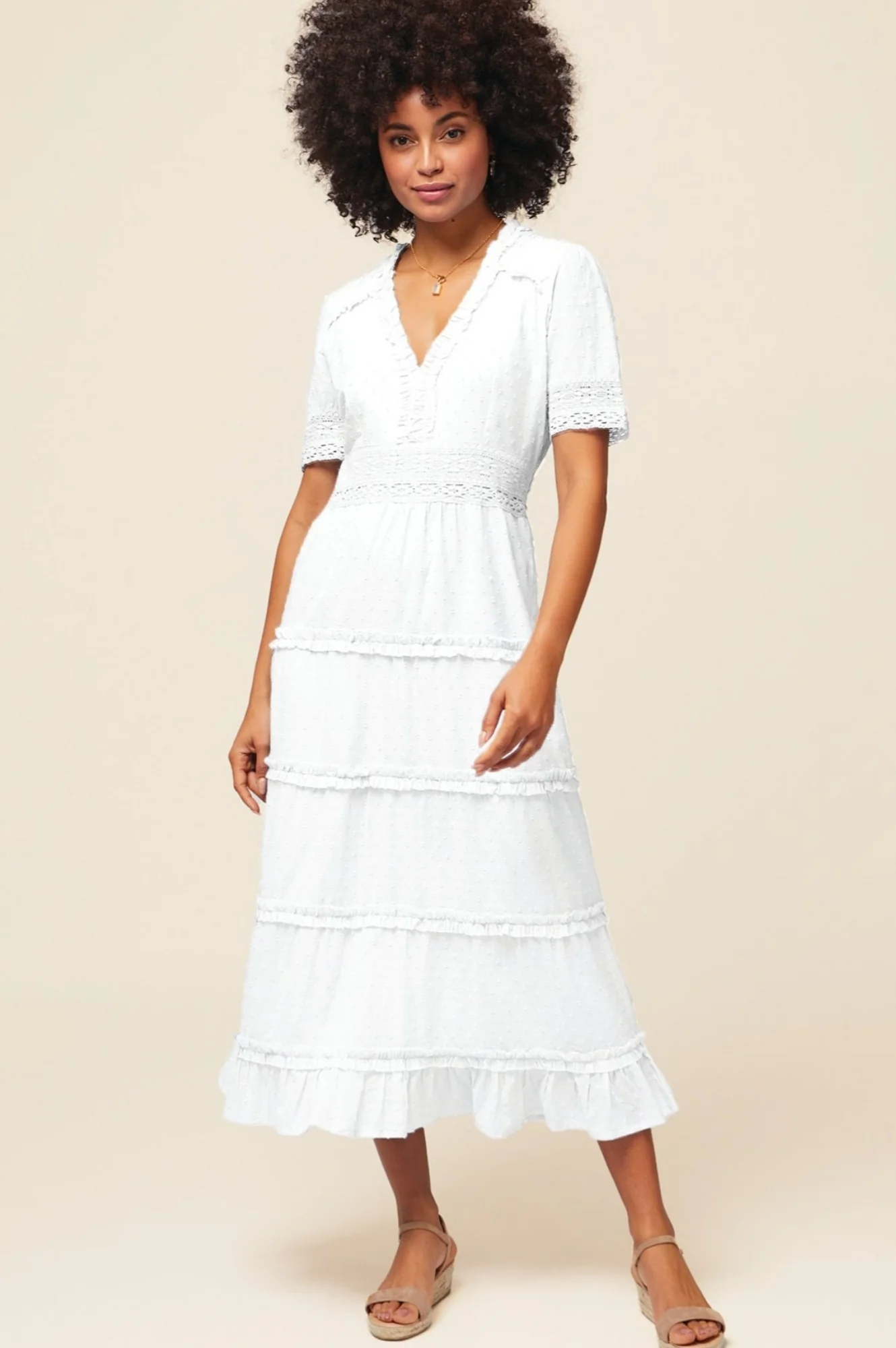 Viola Cotton Midi Dress | White - Image 3