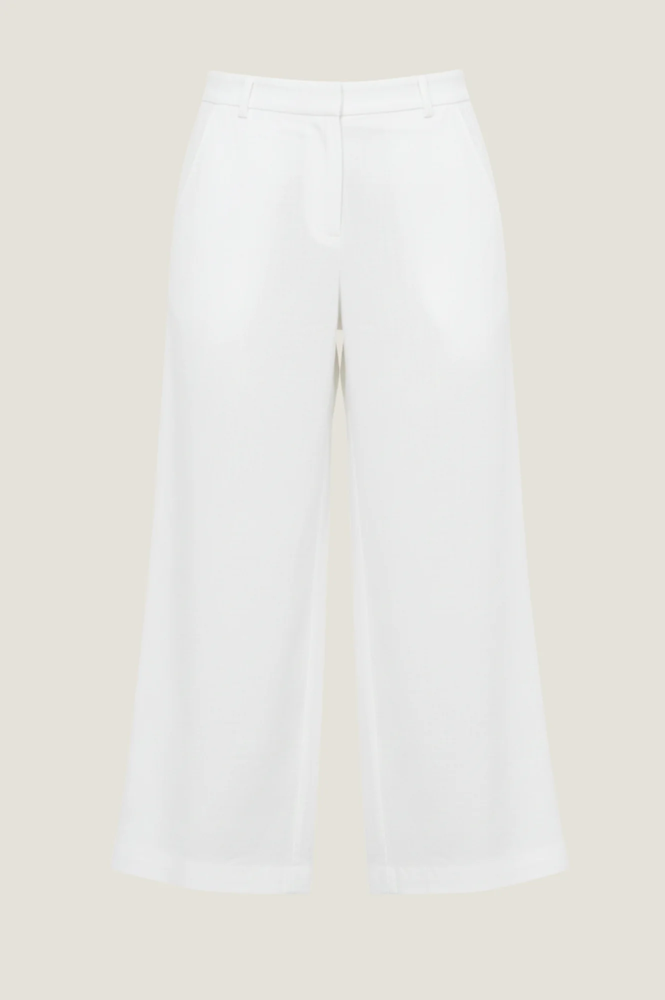 Wide Leg Linen Cropped Trousers | White - Image 5